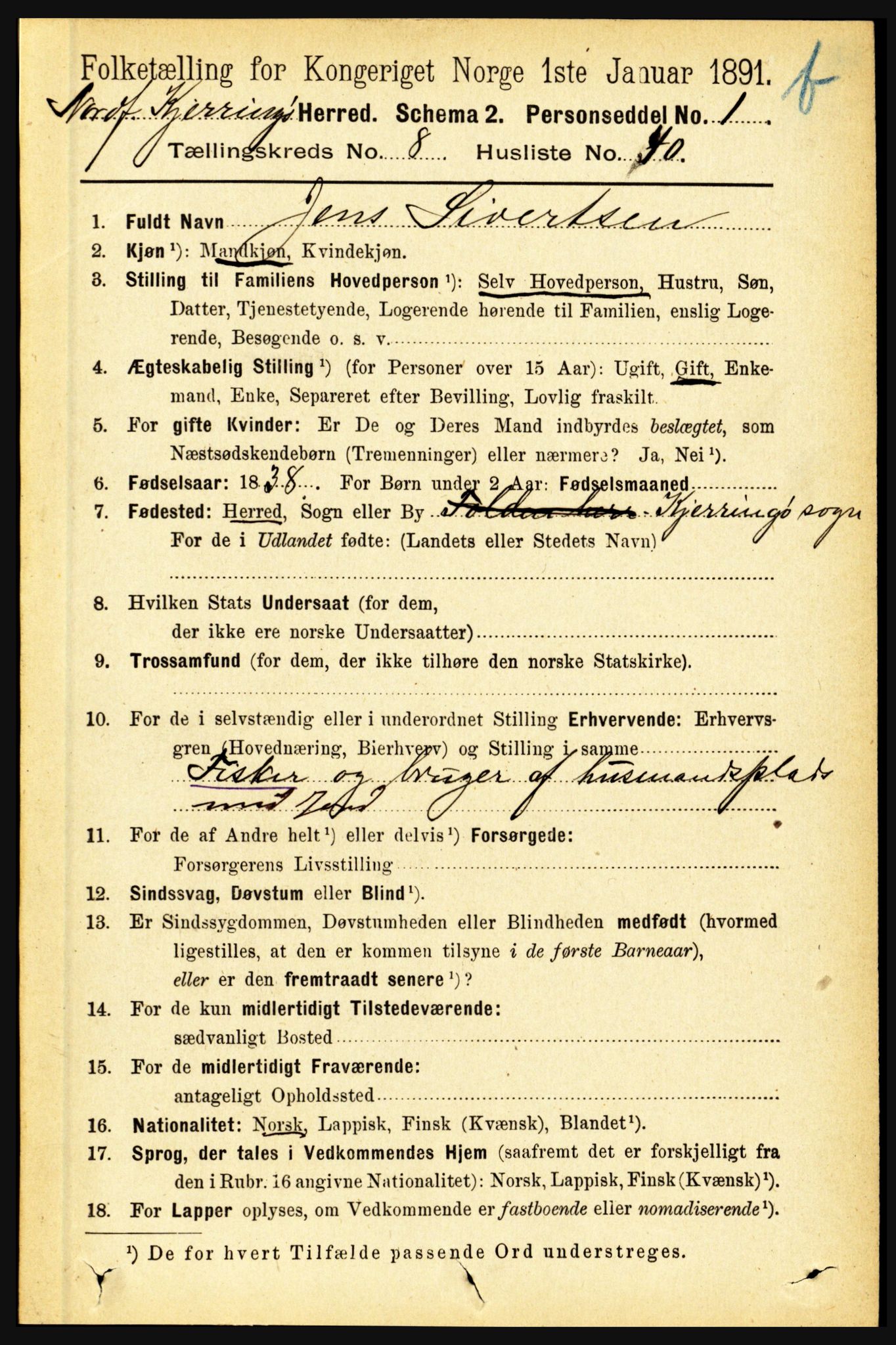 RA, 1891 census for 1846 Nordfold-Kjerringøy, 1891, p. 2188