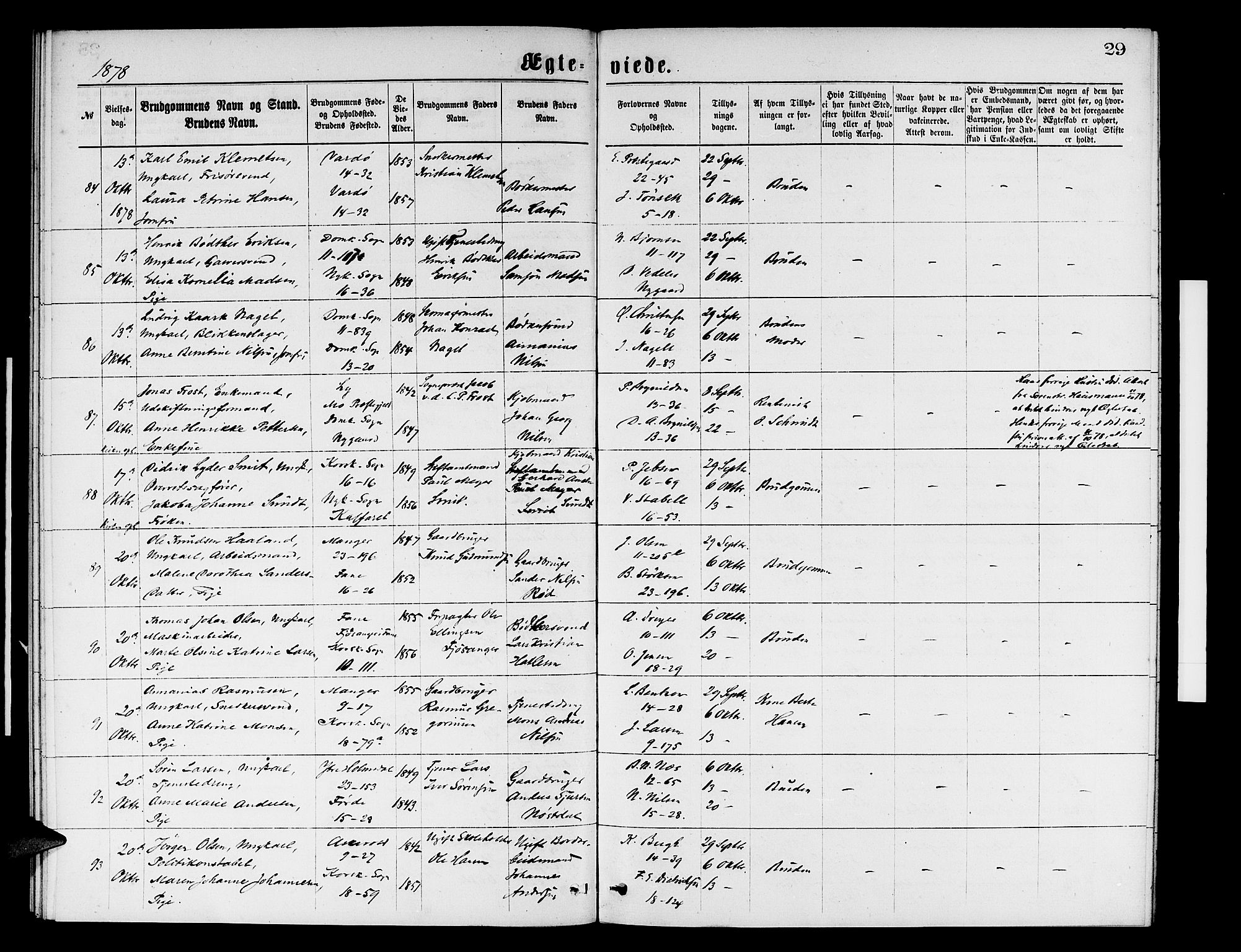 Domkirken sokneprestembete, AV/SAB-A-74801/H/Hab/L0031: Parish register (copy) no. D 3, 1877-1880, p. 29