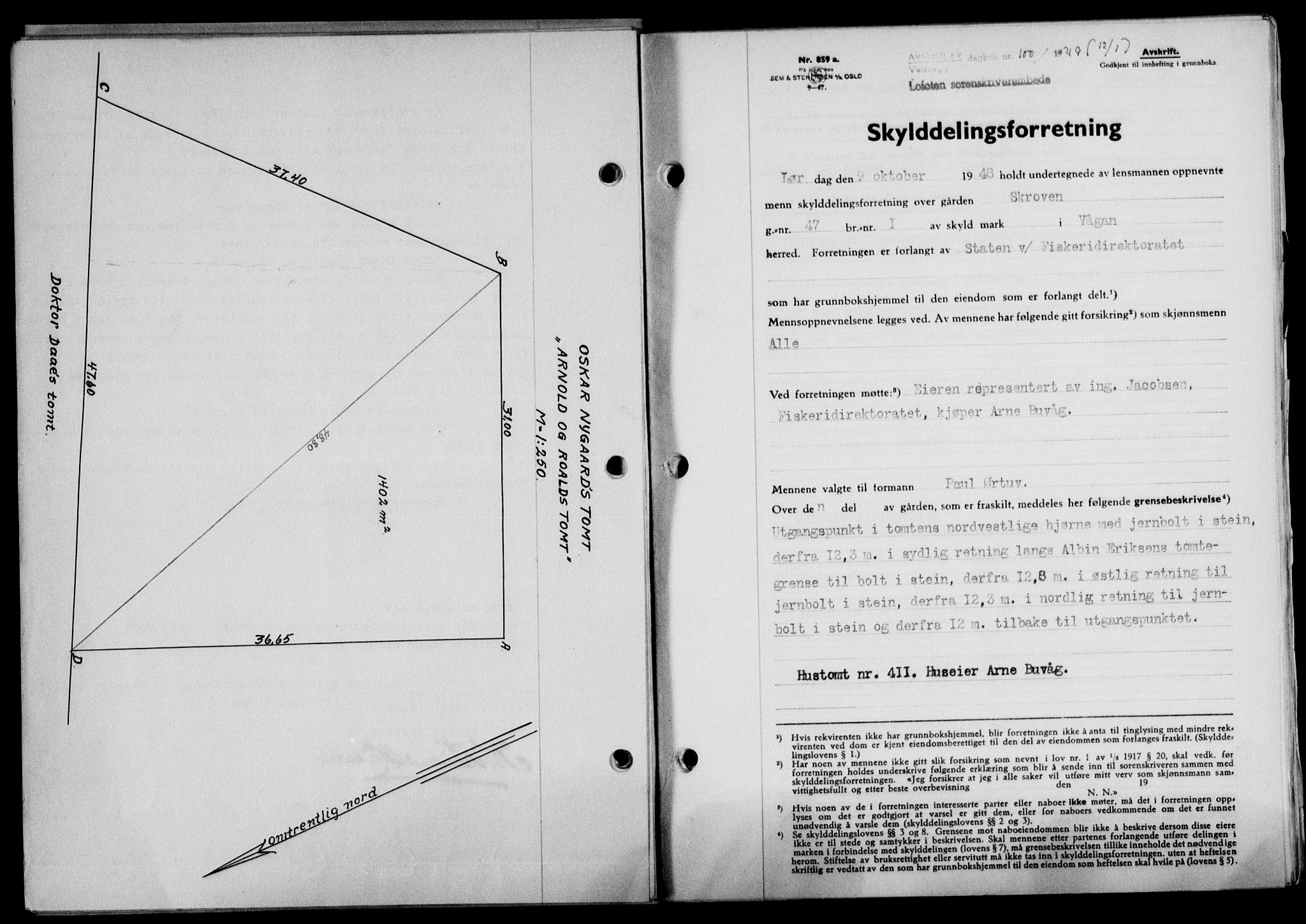 Lofoten sorenskriveri, SAT/A-0017/1/2/2C/L0020a: Mortgage book no. 20a, 1948-1949, Diary no: : 100/1949