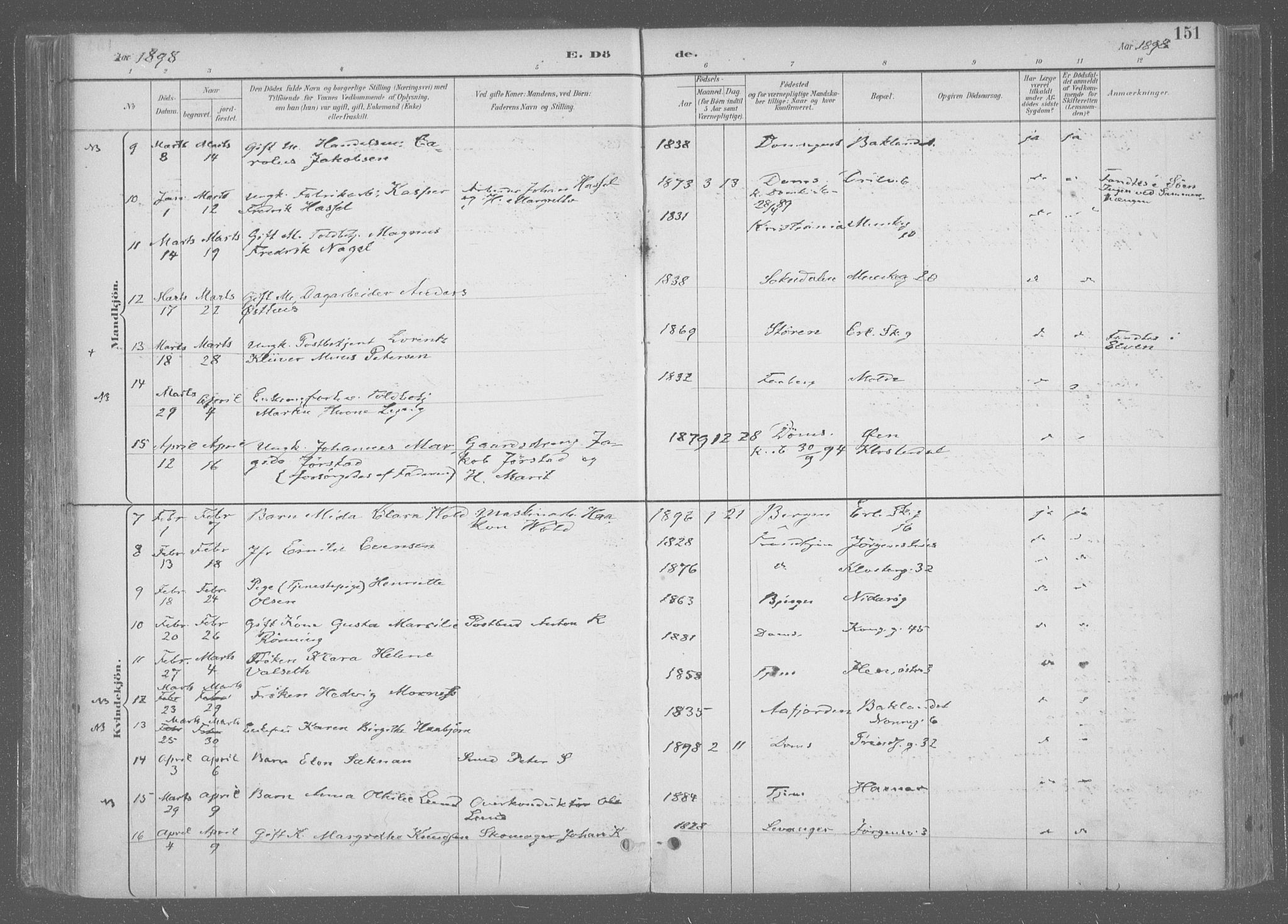 Ministerialprotokoller, klokkerbøker og fødselsregistre - Sør-Trøndelag, SAT/A-1456/601/L0064: Parish register (official) no. 601A31, 1891-1911, p. 151