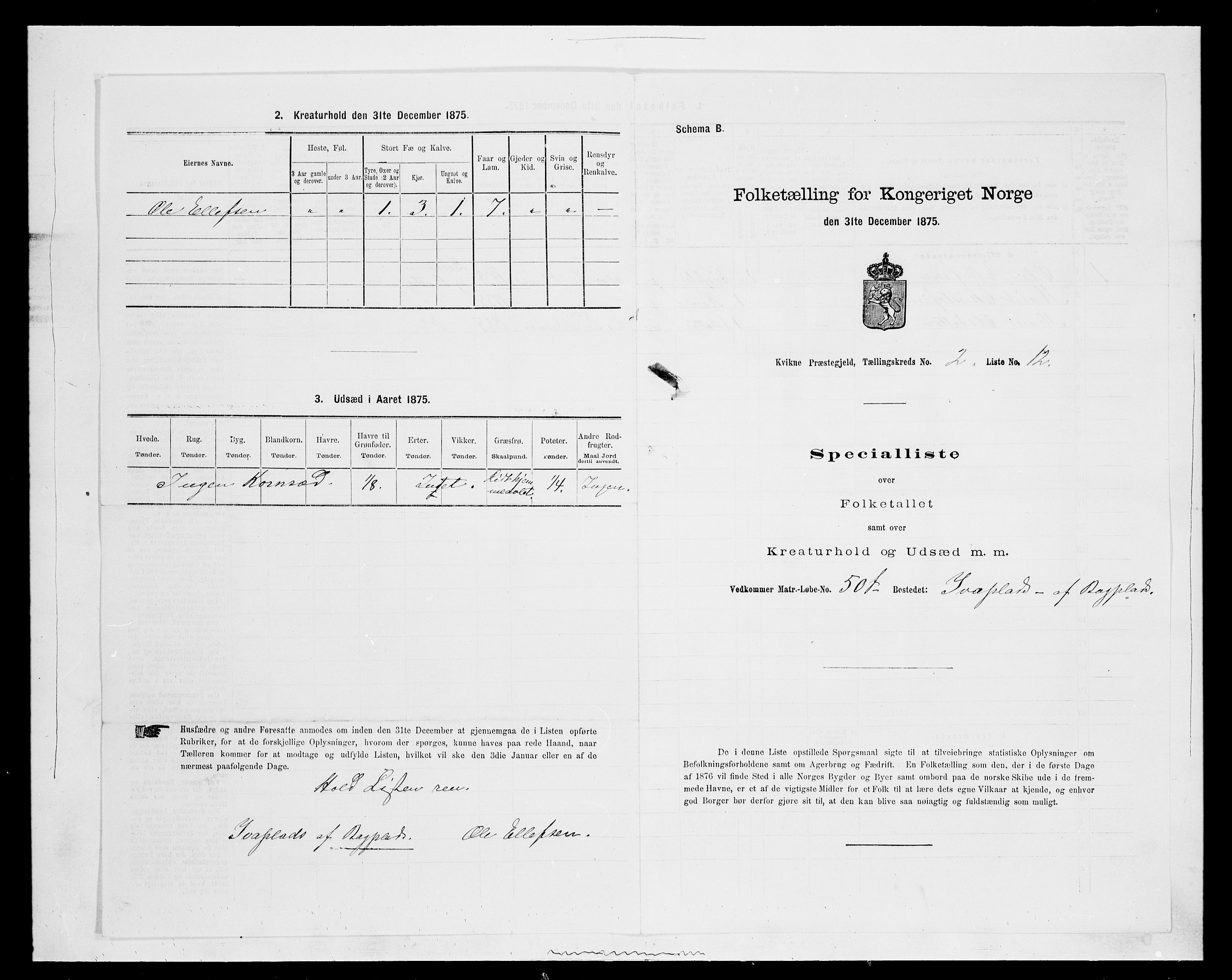 SAH, 1875 census for 0440P Kvikne, 1875, p. 151