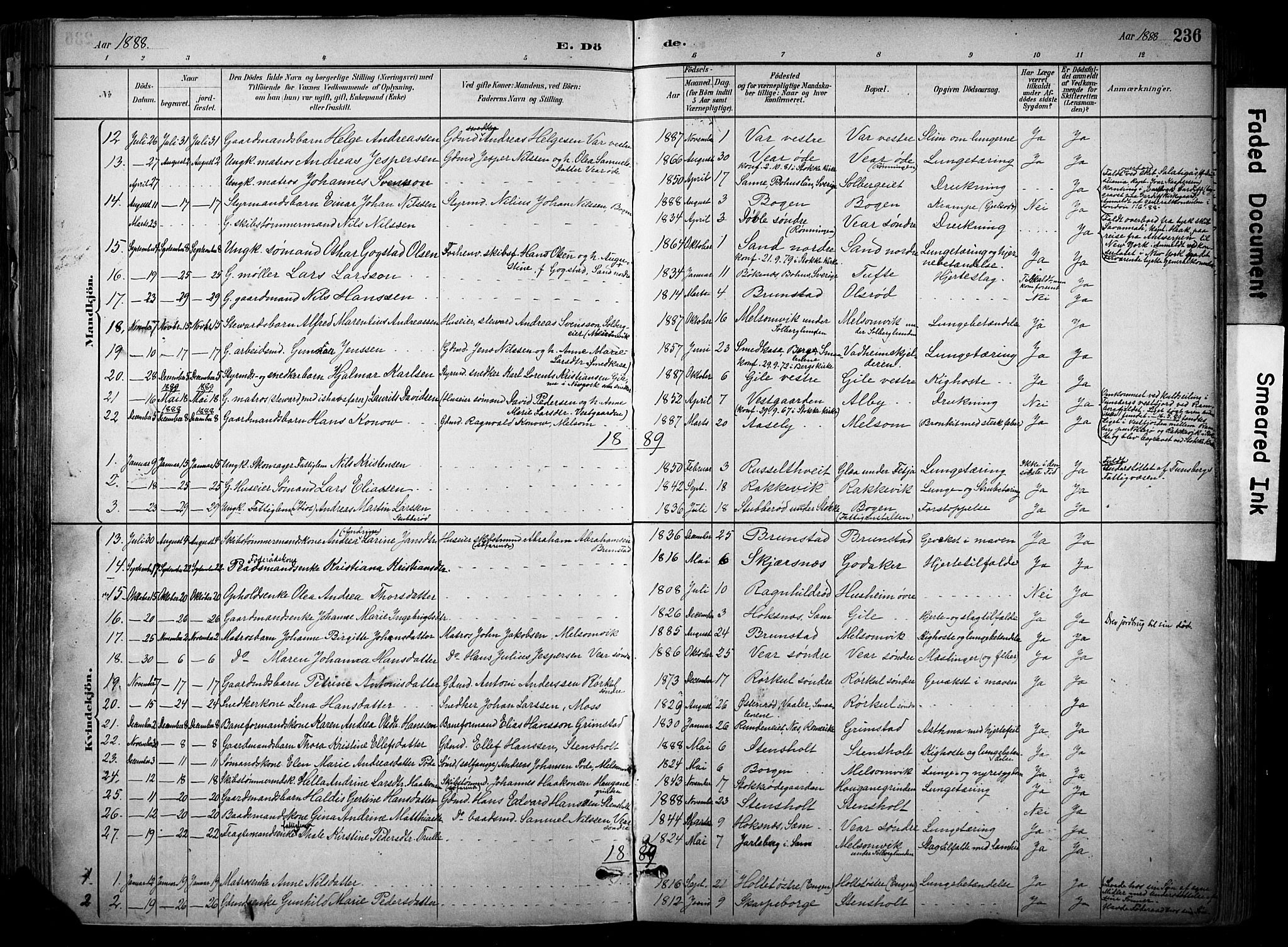 Stokke kirkebøker, SAKO/A-320/F/Fa/L0010: Parish register (official) no. I 10, 1884-1903, p. 236