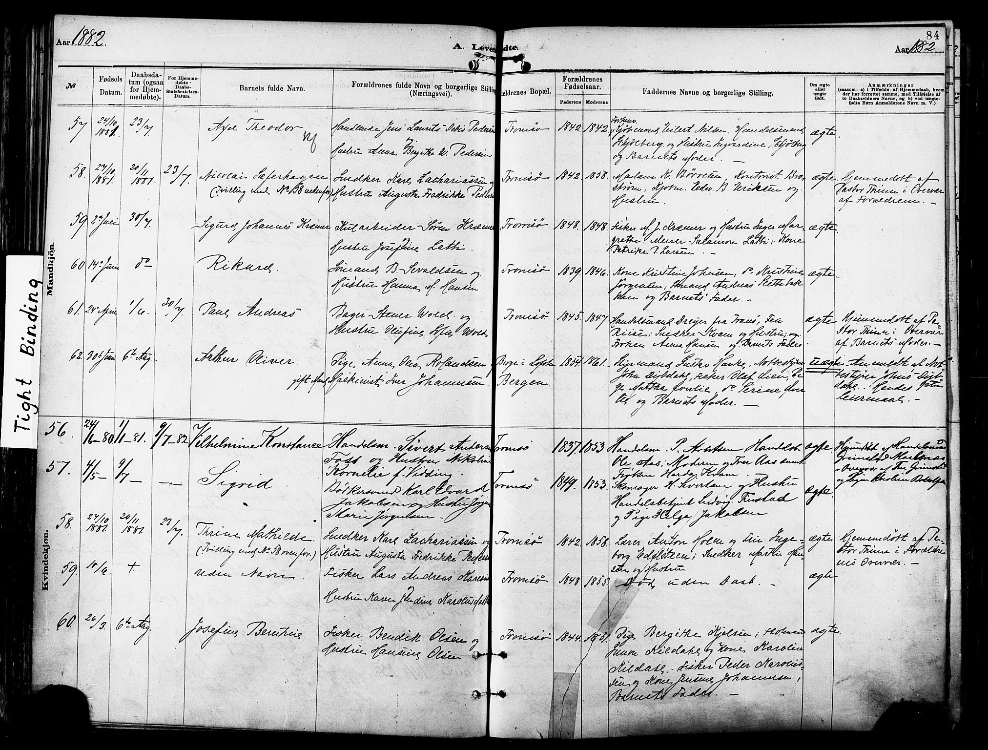 Tromsø sokneprestkontor/stiftsprosti/domprosti, SATØ/S-1343/G/Ga/L0014kirke: Parish register (official) no. 14, 1878-1888, p. 84