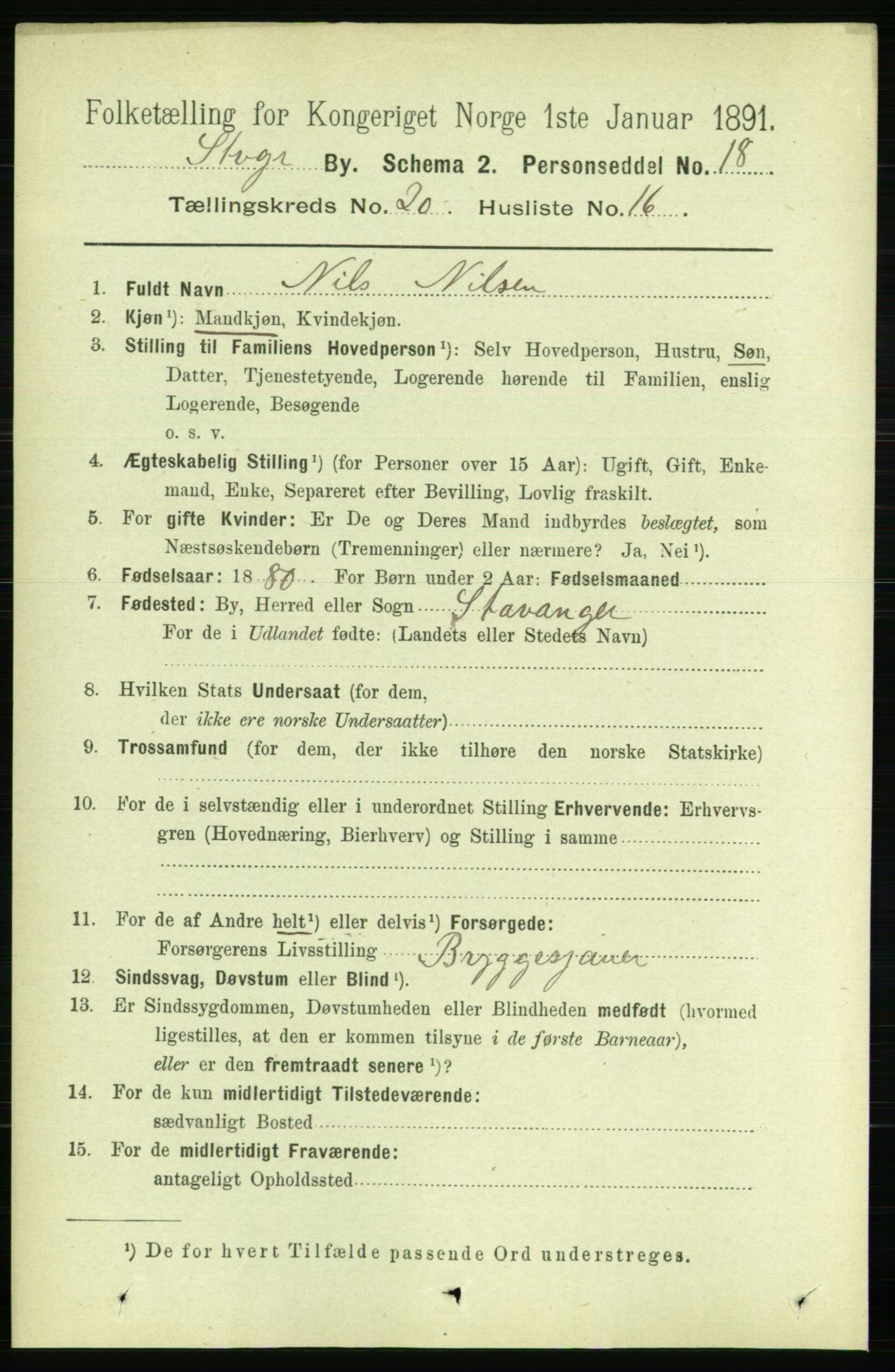 RA, 1891 census for 1103 Stavanger, 1891, p. 23192