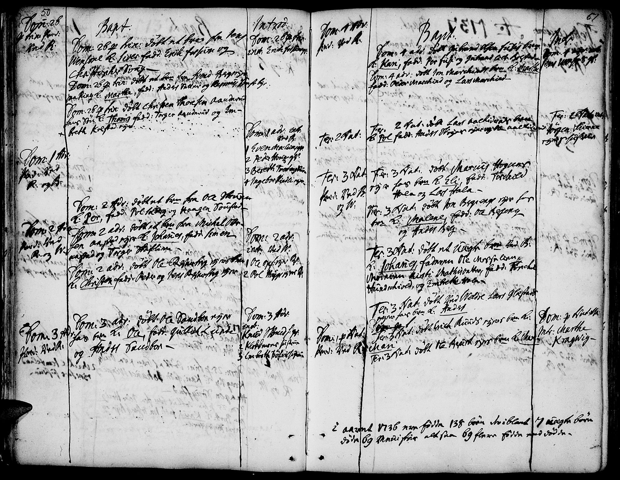 Ringsaker prestekontor, AV/SAH-PREST-014/K/Ka/L0001: Parish register (official) no. 1, 1734-1746, p. 50-51