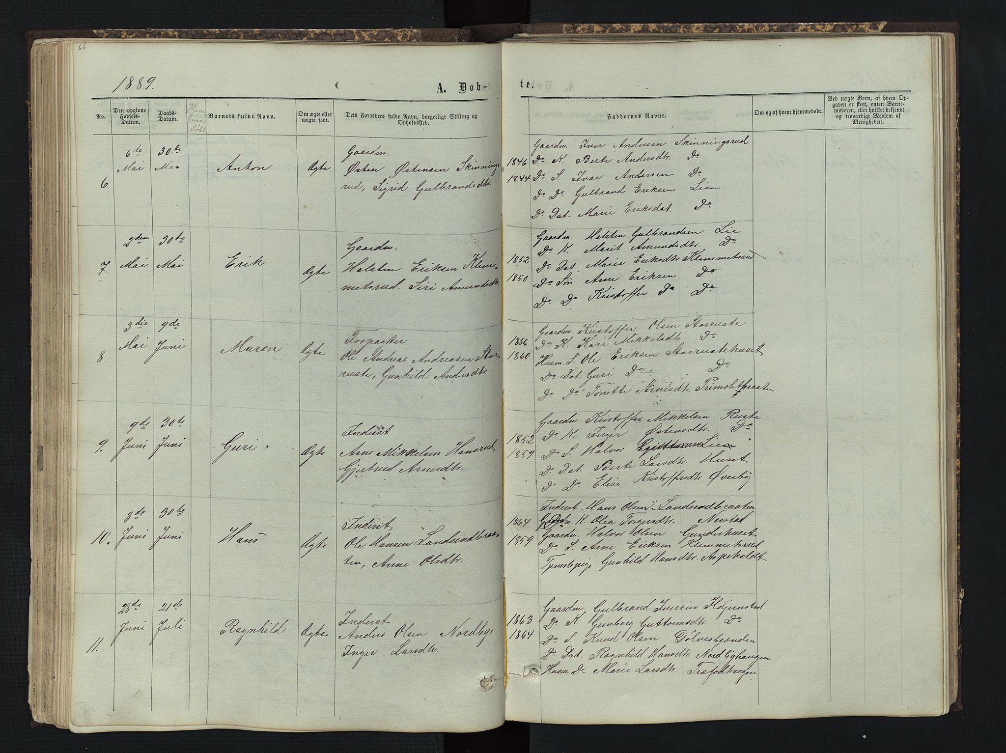 Sør-Aurdal prestekontor, SAH/PREST-128/H/Ha/Hab/L0004: Parish register (copy) no. 4, 1865-1893, p. 66