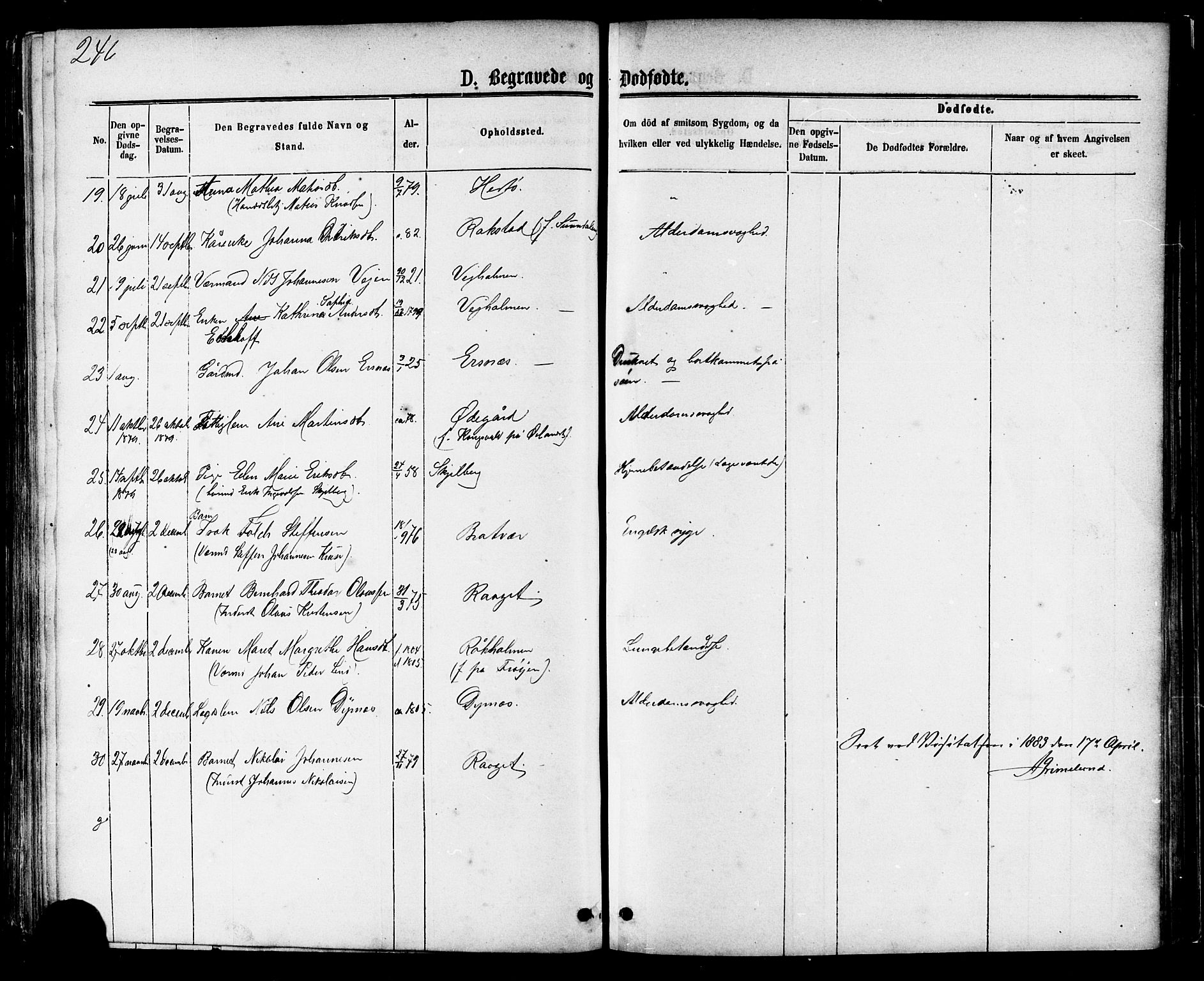 Ministerialprotokoller, klokkerbøker og fødselsregistre - Møre og Romsdal, AV/SAT-A-1454/581/L0938: Parish register (official) no. 581A06, 1873-1879, p. 246