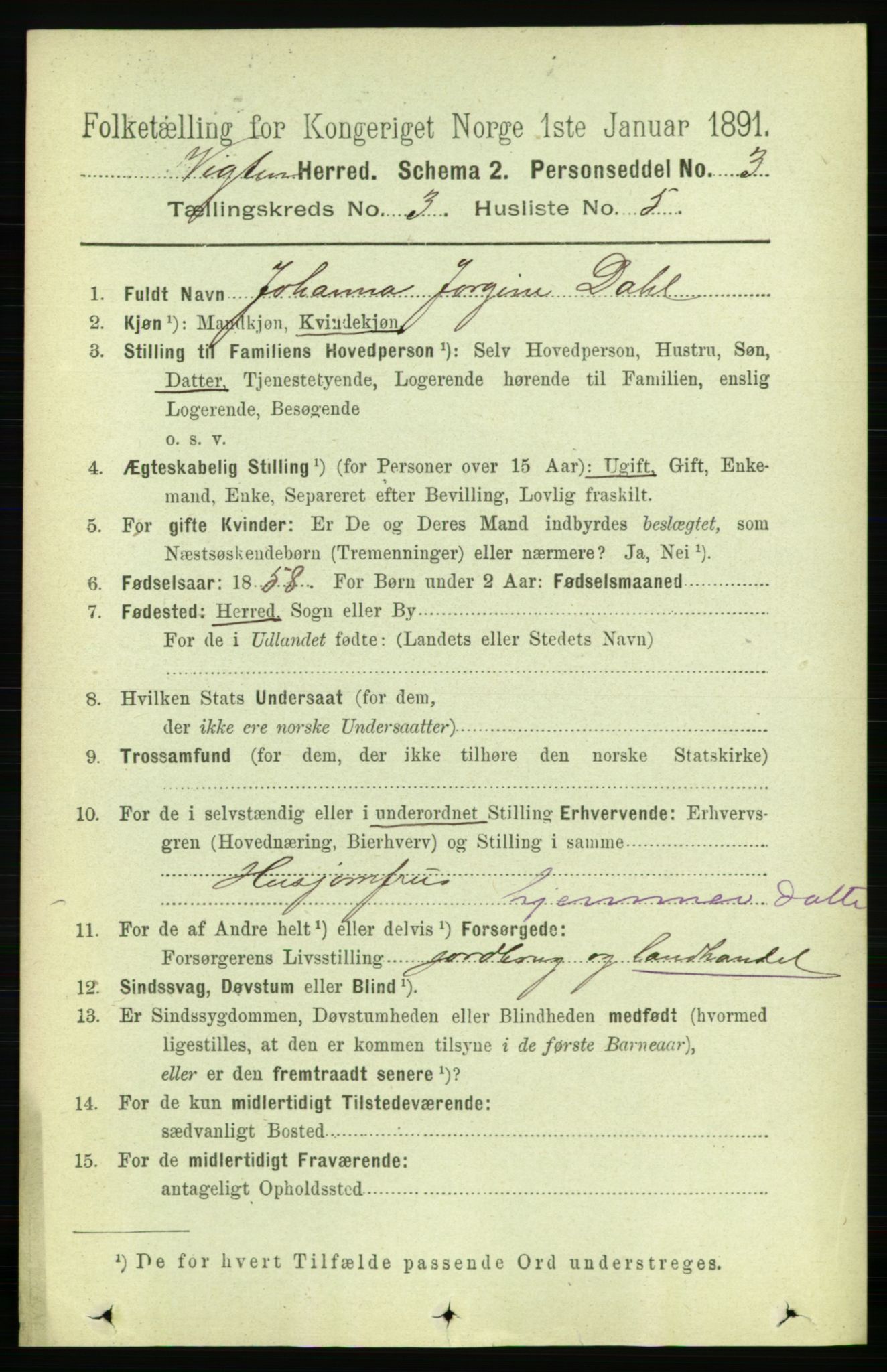 RA, 1891 census for 1750 Vikna, 1891, p. 1767