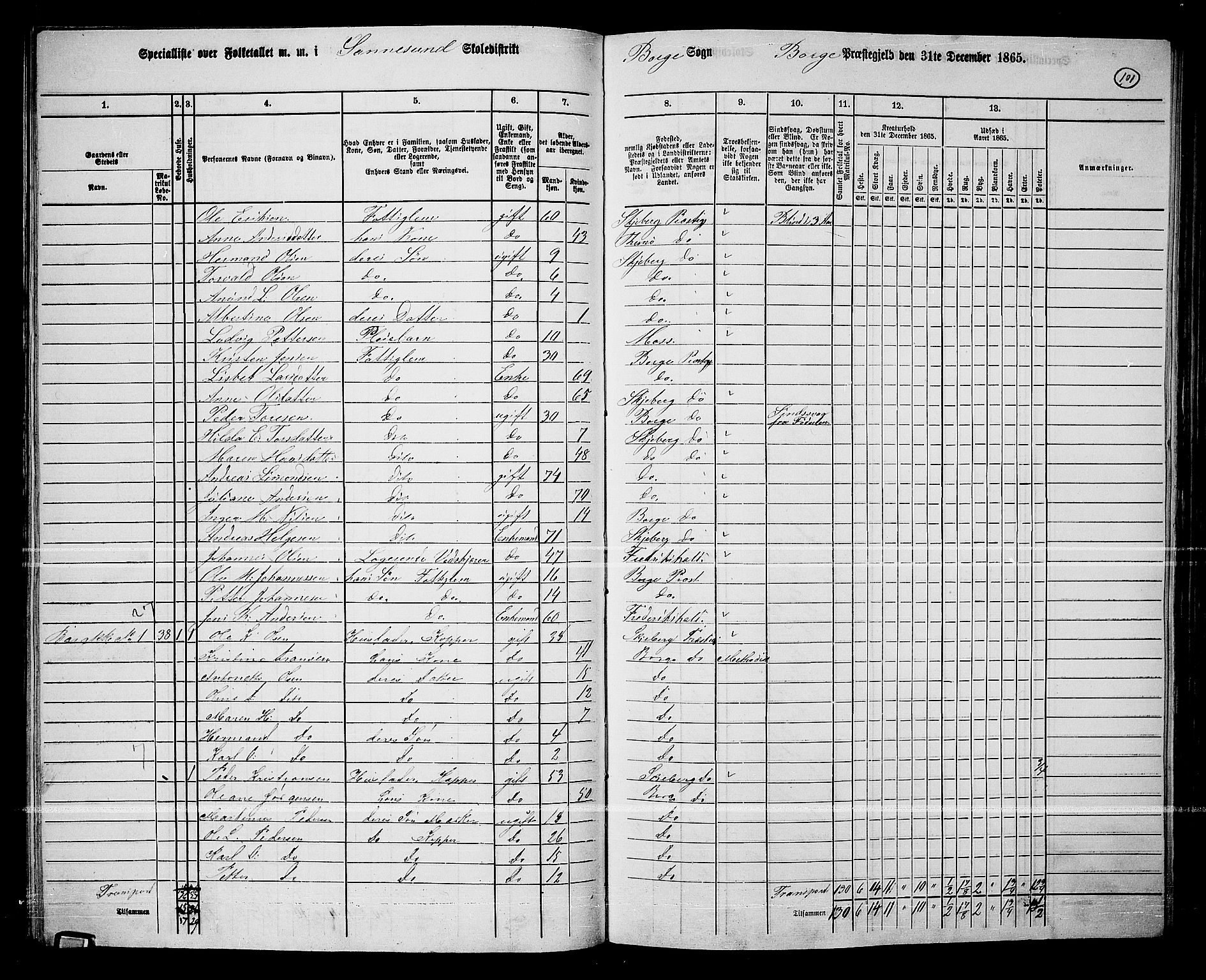 RA, 1865 census for Borge, 1865, p. 95