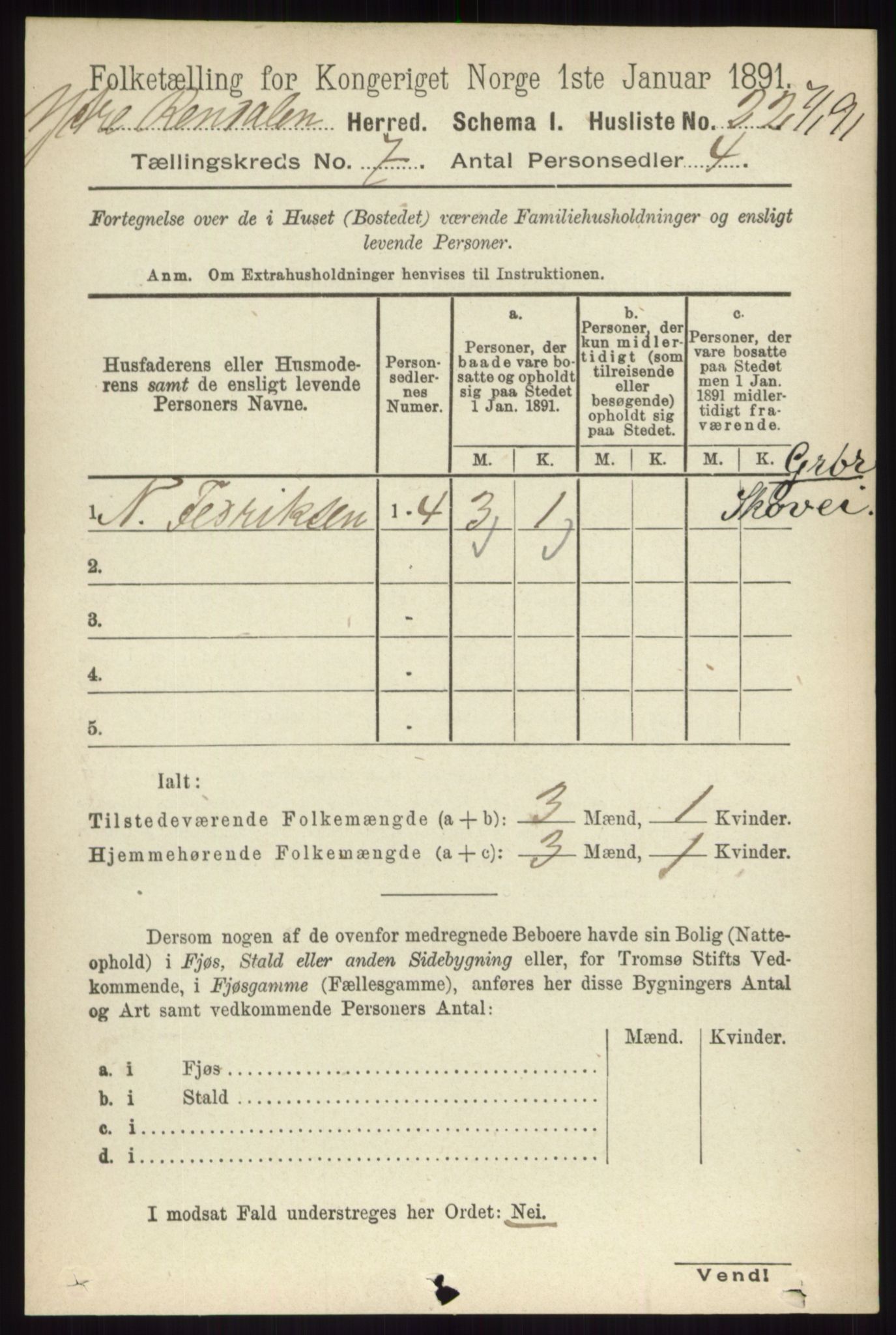 RA, 1891 census for 0432 Ytre Rendal, 1891, p. 1862