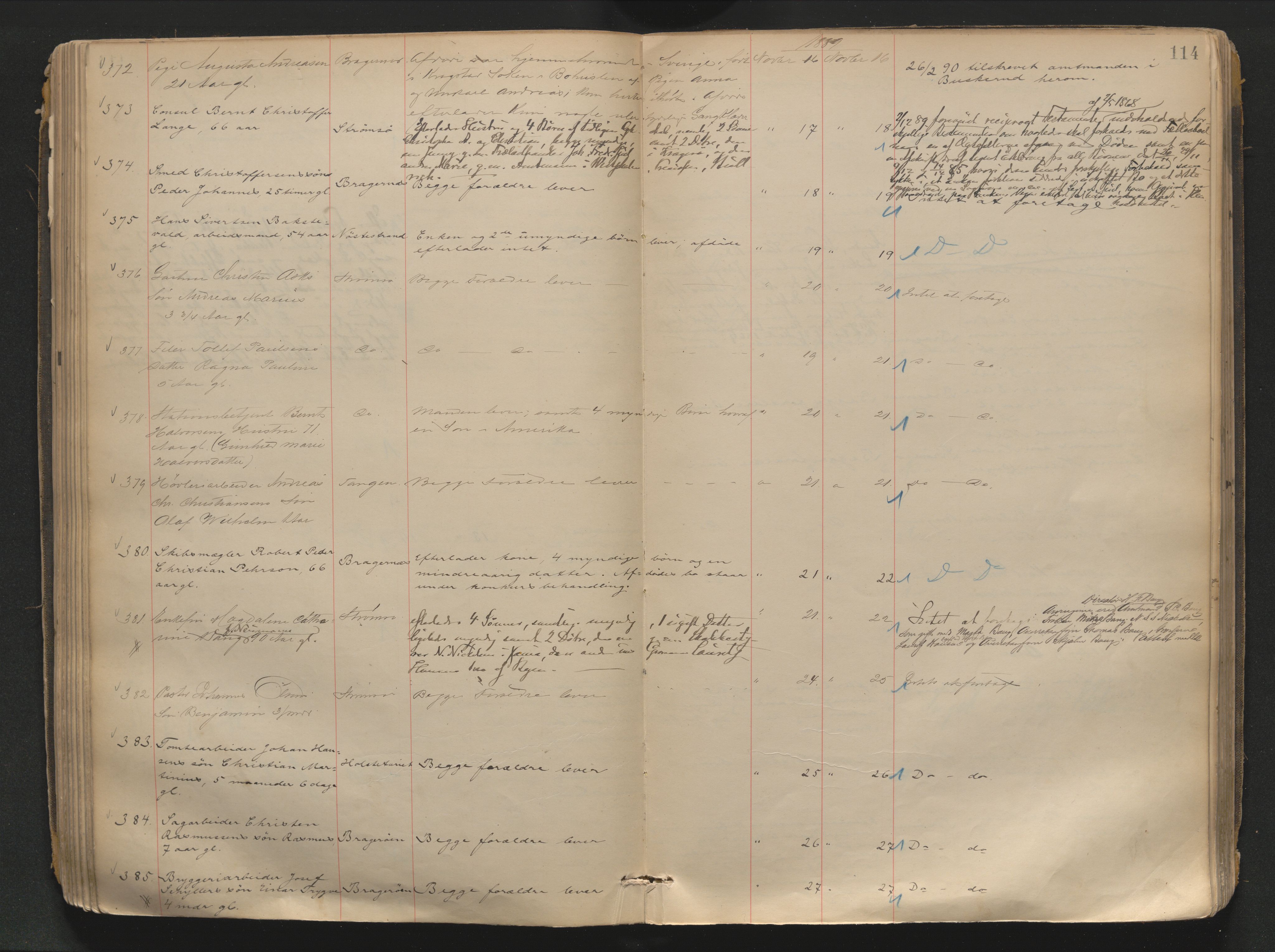 Drammen byfogd, AV/SAKO-A-222/H/Ha/Haa/L0007: Dødsjournal., 1886-1893, p. 114