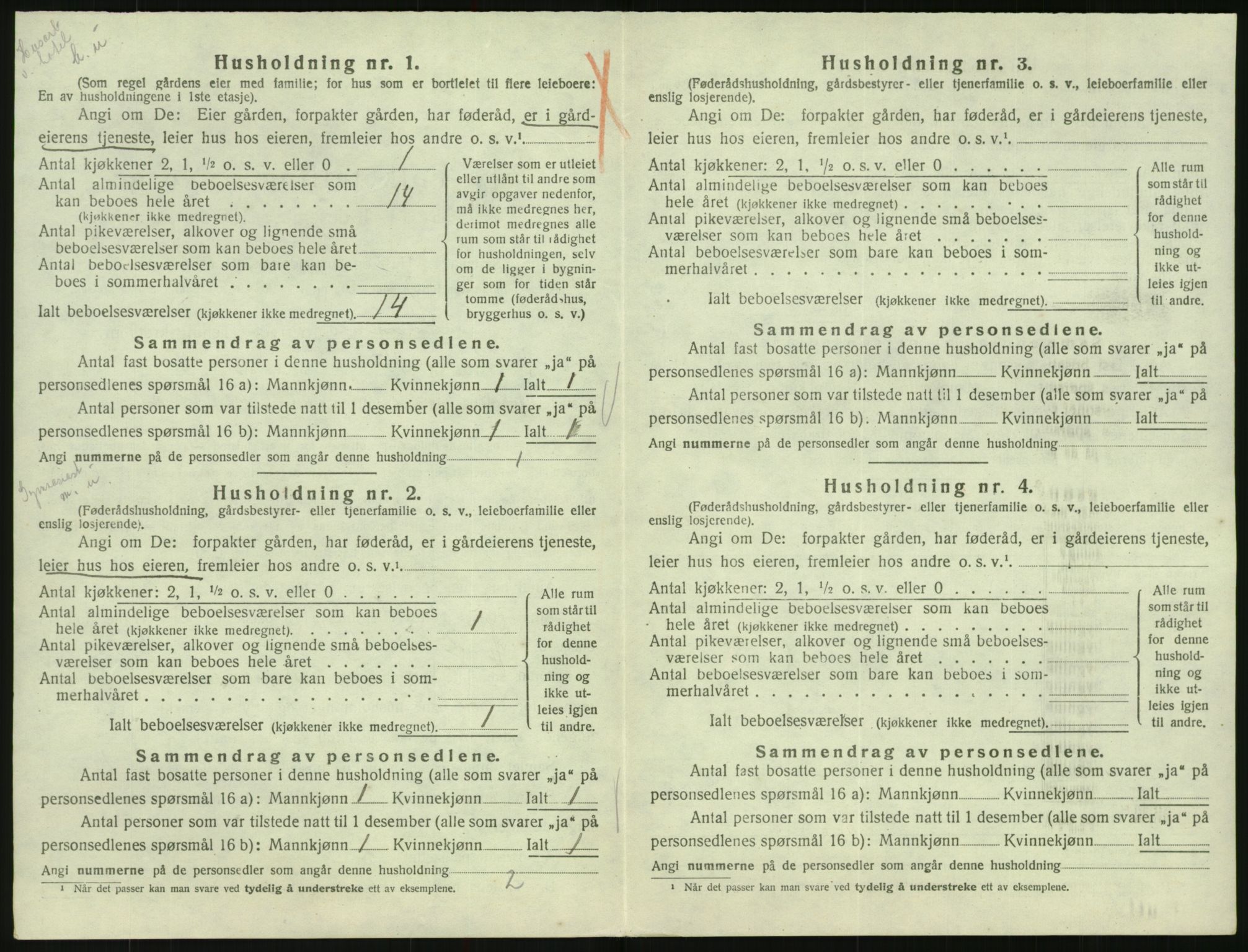 SAK, 1920 census for Hornnes, 1920, p. 332
