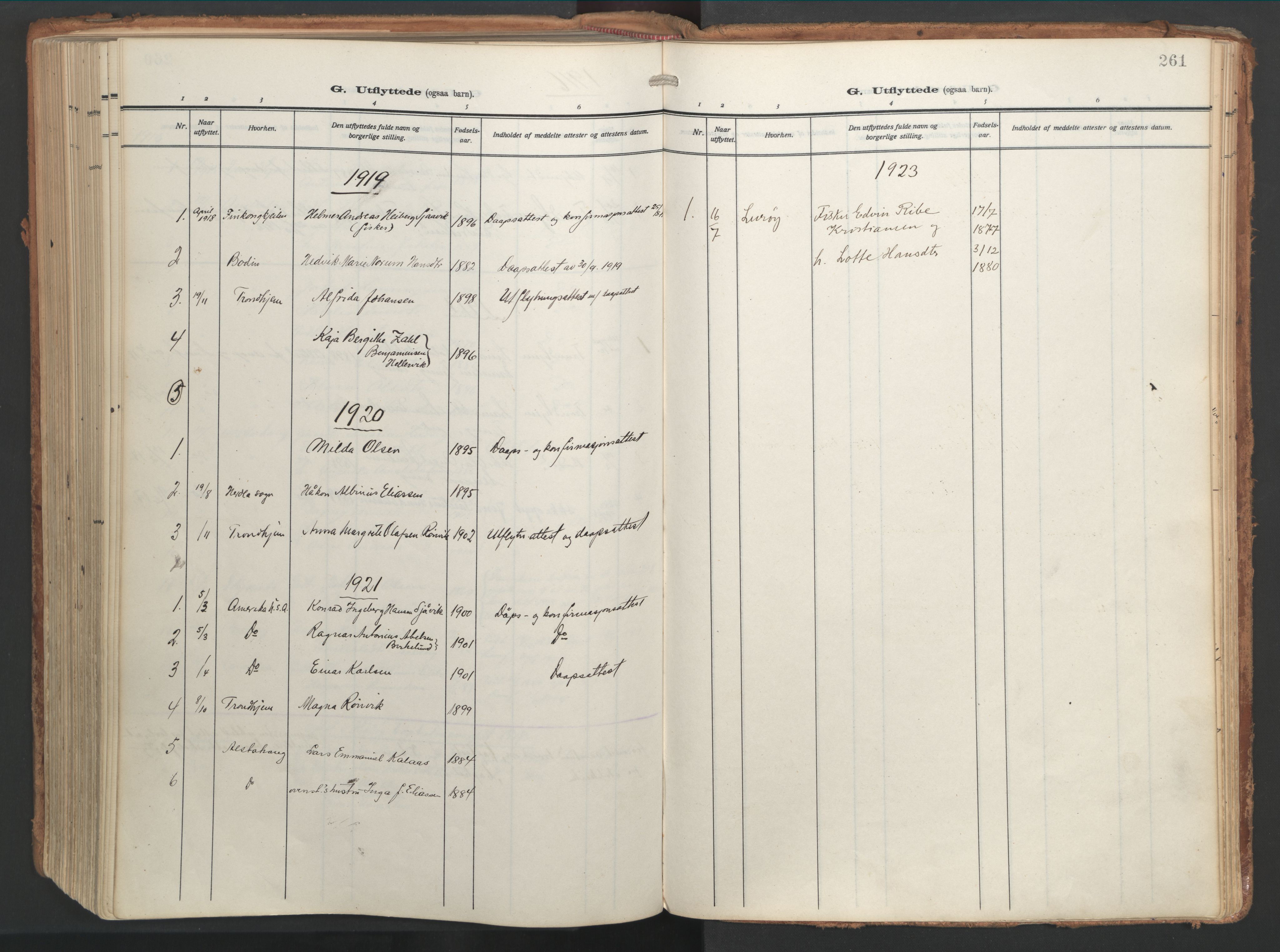 Ministerialprotokoller, klokkerbøker og fødselsregistre - Nordland, SAT/A-1459/841/L0614: Parish register (official) no. 841A17, 1911-1925, p. 261