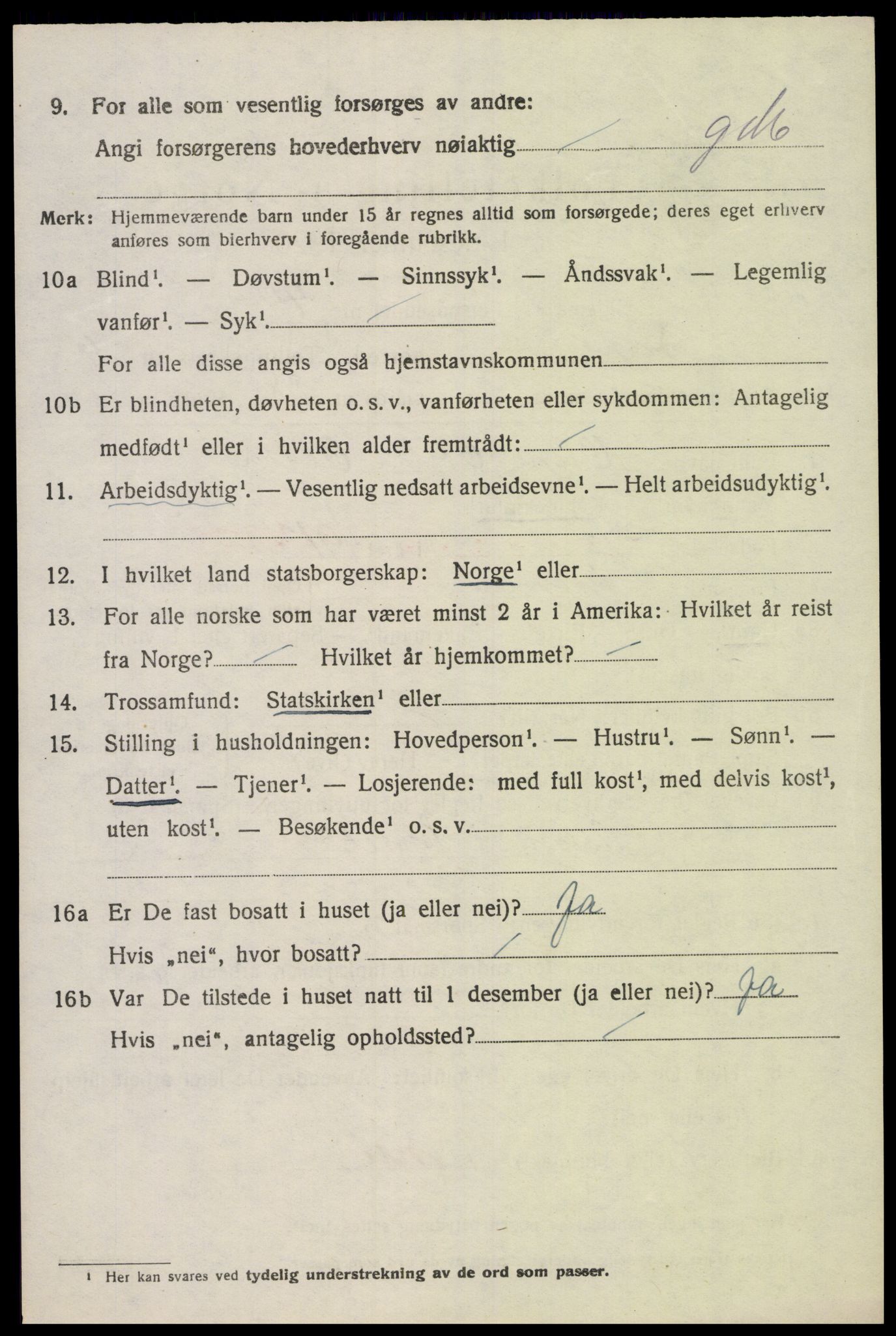 SAK, 1920 census for Søgne, 1920, p. 6966