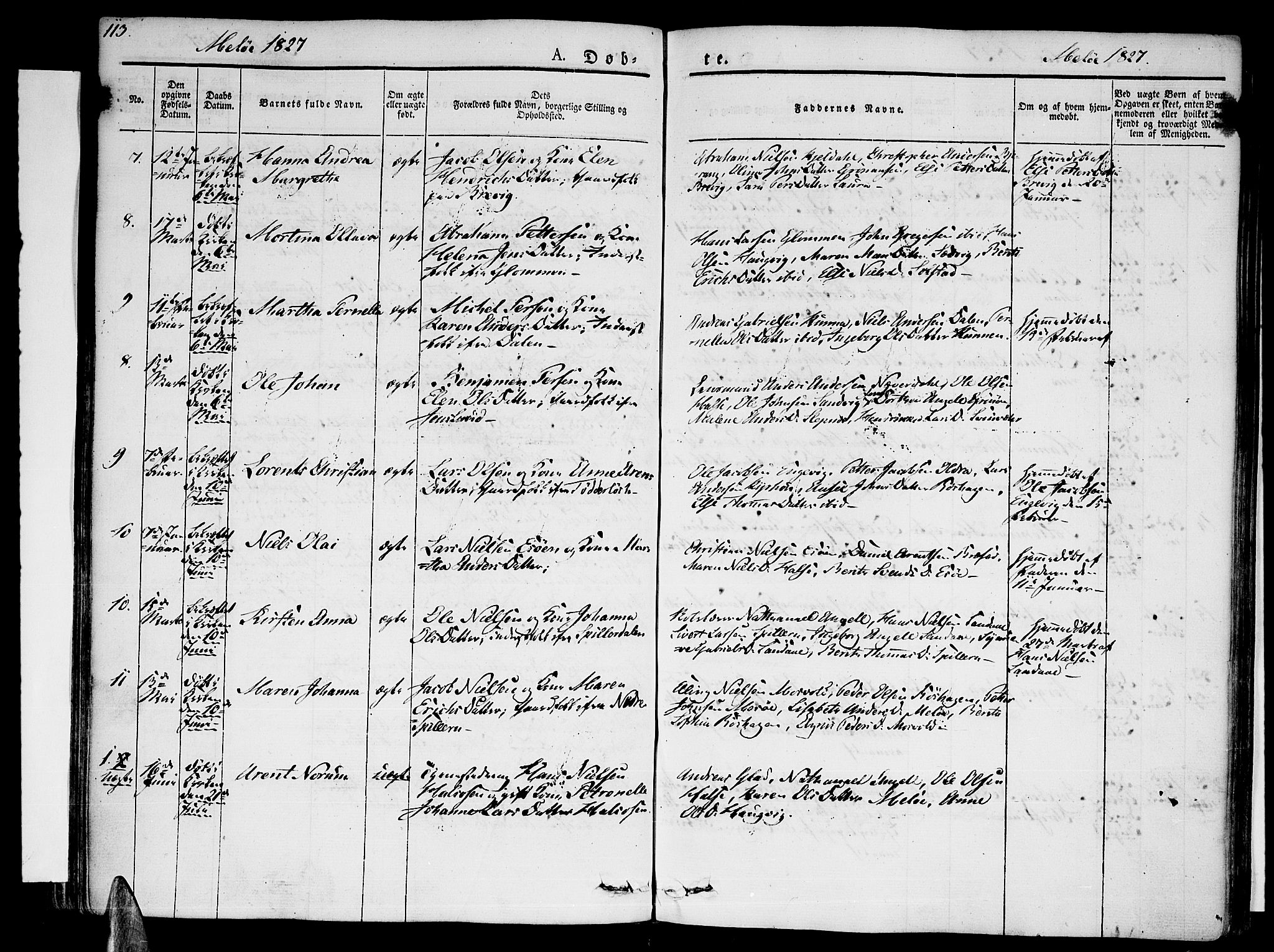 Ministerialprotokoller, klokkerbøker og fødselsregistre - Nordland, AV/SAT-A-1459/841/L0598: Parish register (official) no. 841A06 /2, 1825-1844, p. 113