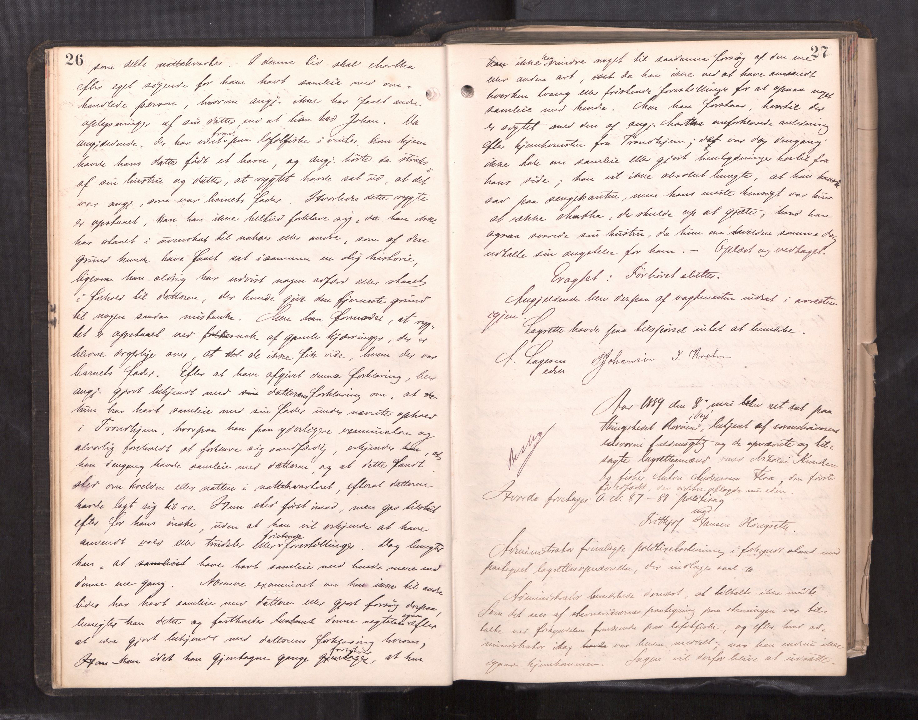 Søndre Helgeland sorenskriveri, AV/SAT-A-4575/1/1/1B/1Ba/L0018: ekstrarettsprotokoll, 1889-1893, p. 26-27