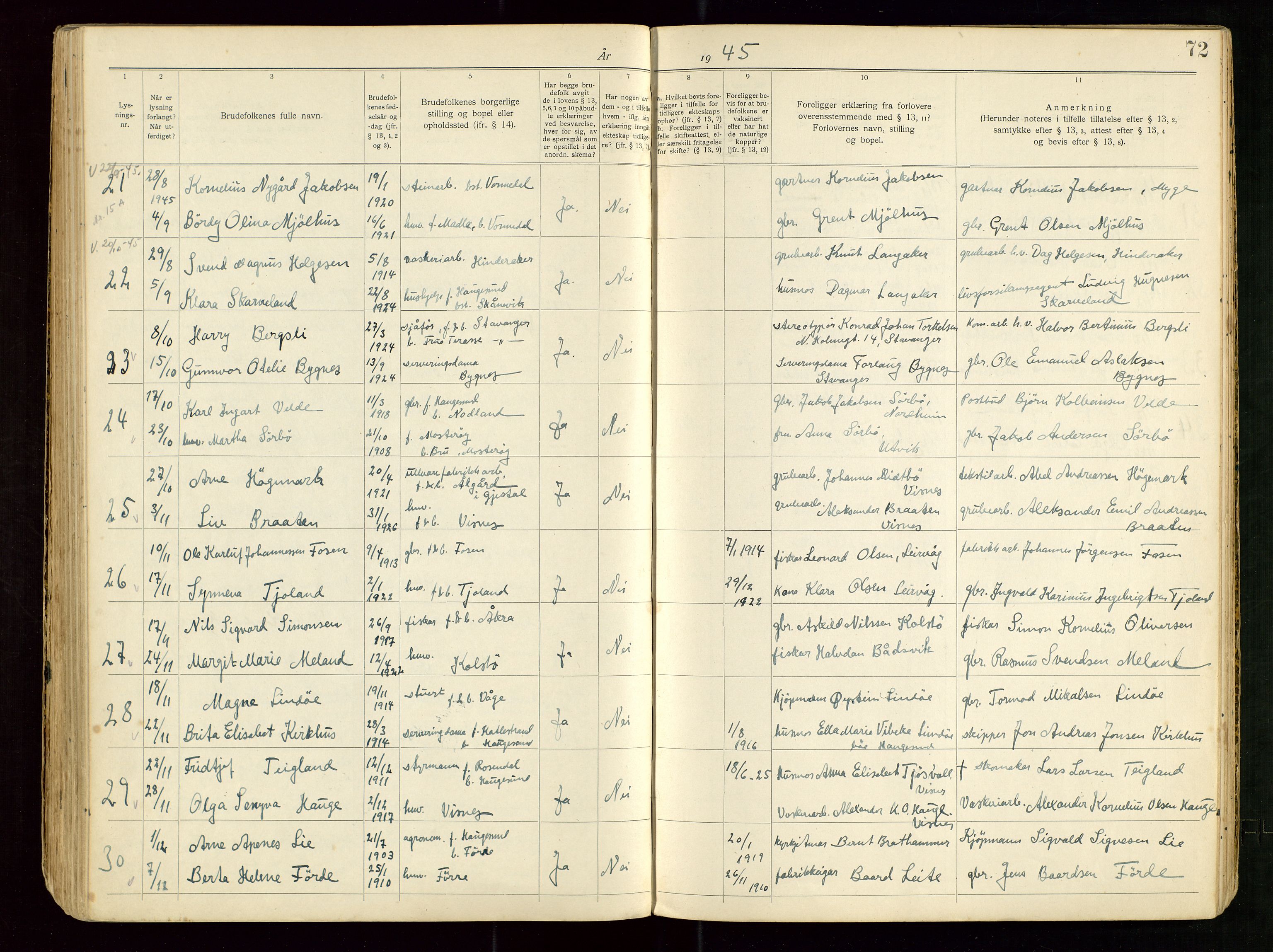 Banns register no. 5, 1919-1952, p. 72