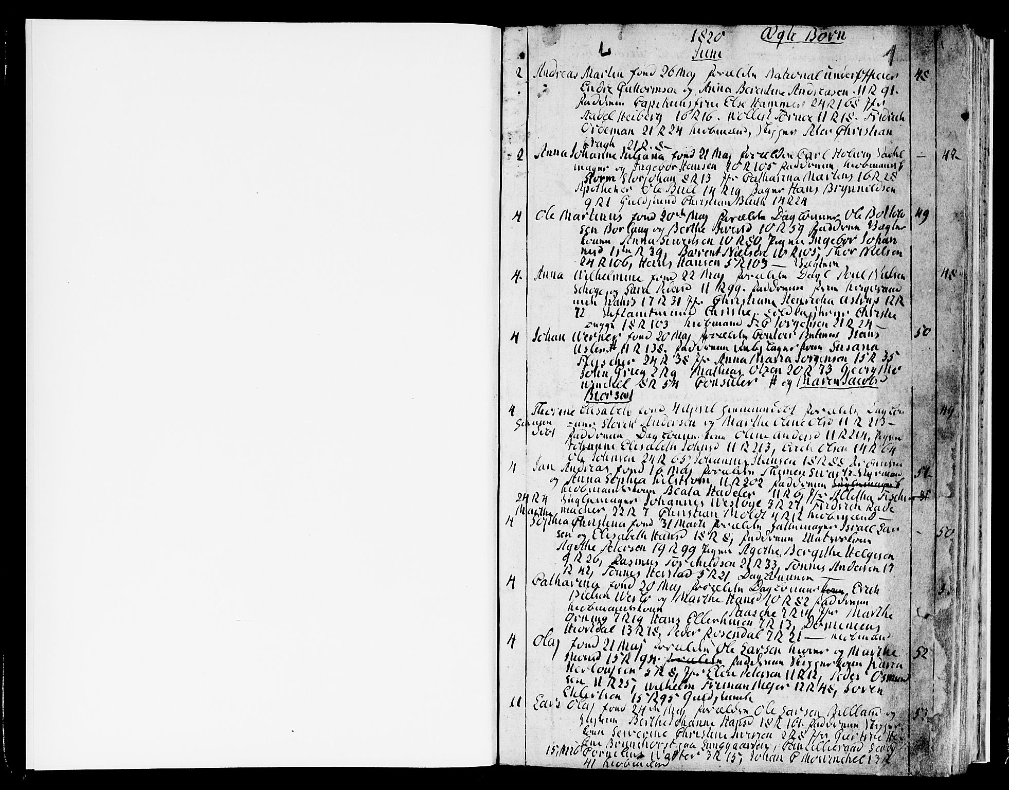 Domkirken sokneprestembete, SAB/A-74801/H/Hab/L0003: Parish register (copy) no. A 3, 1820-1853, p. 1