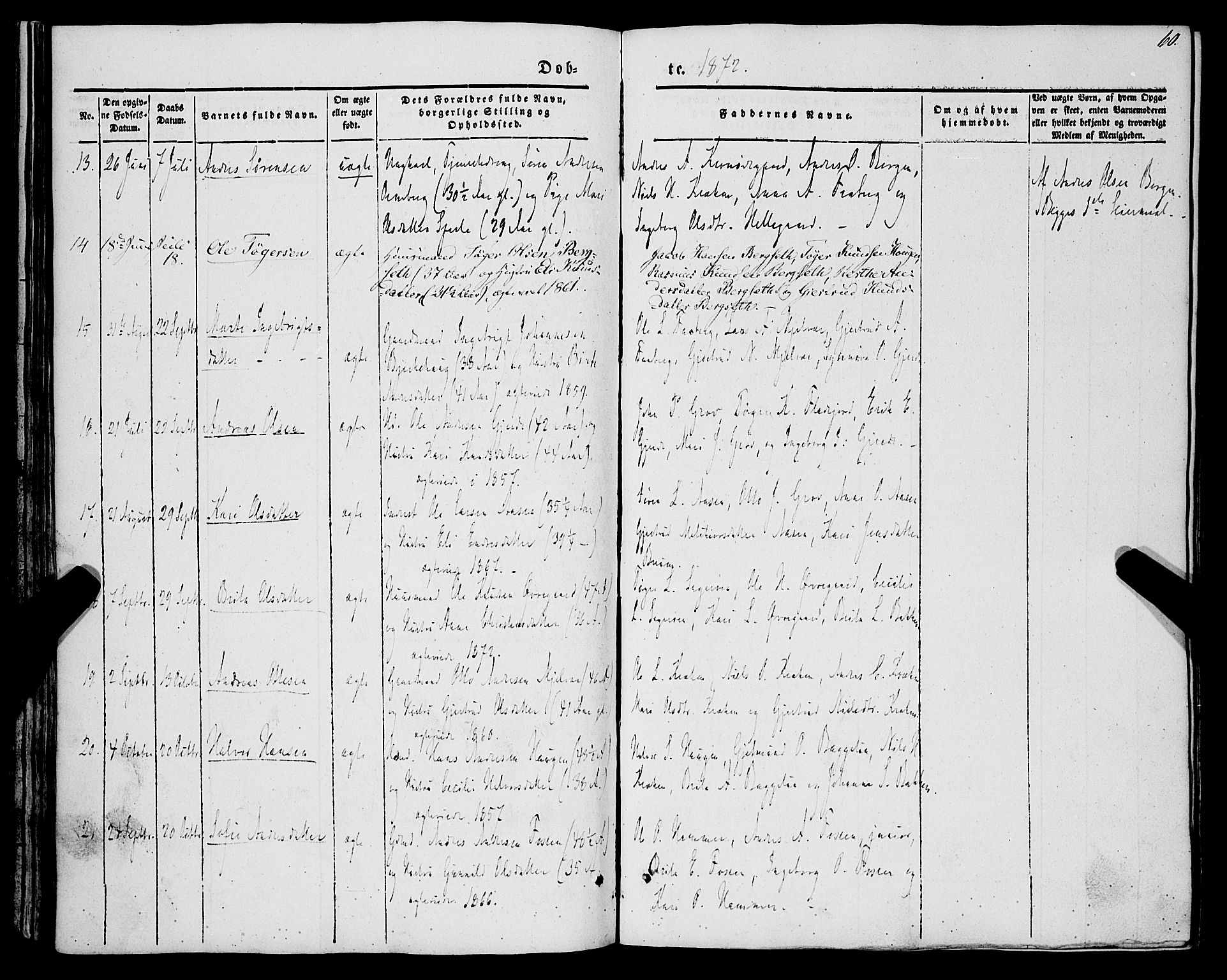 Jostedal sokneprestembete, AV/SAB-A-80601/H/Haa/Haaa/L0005: Parish register (official) no. A 5, 1849-1877, p. 60