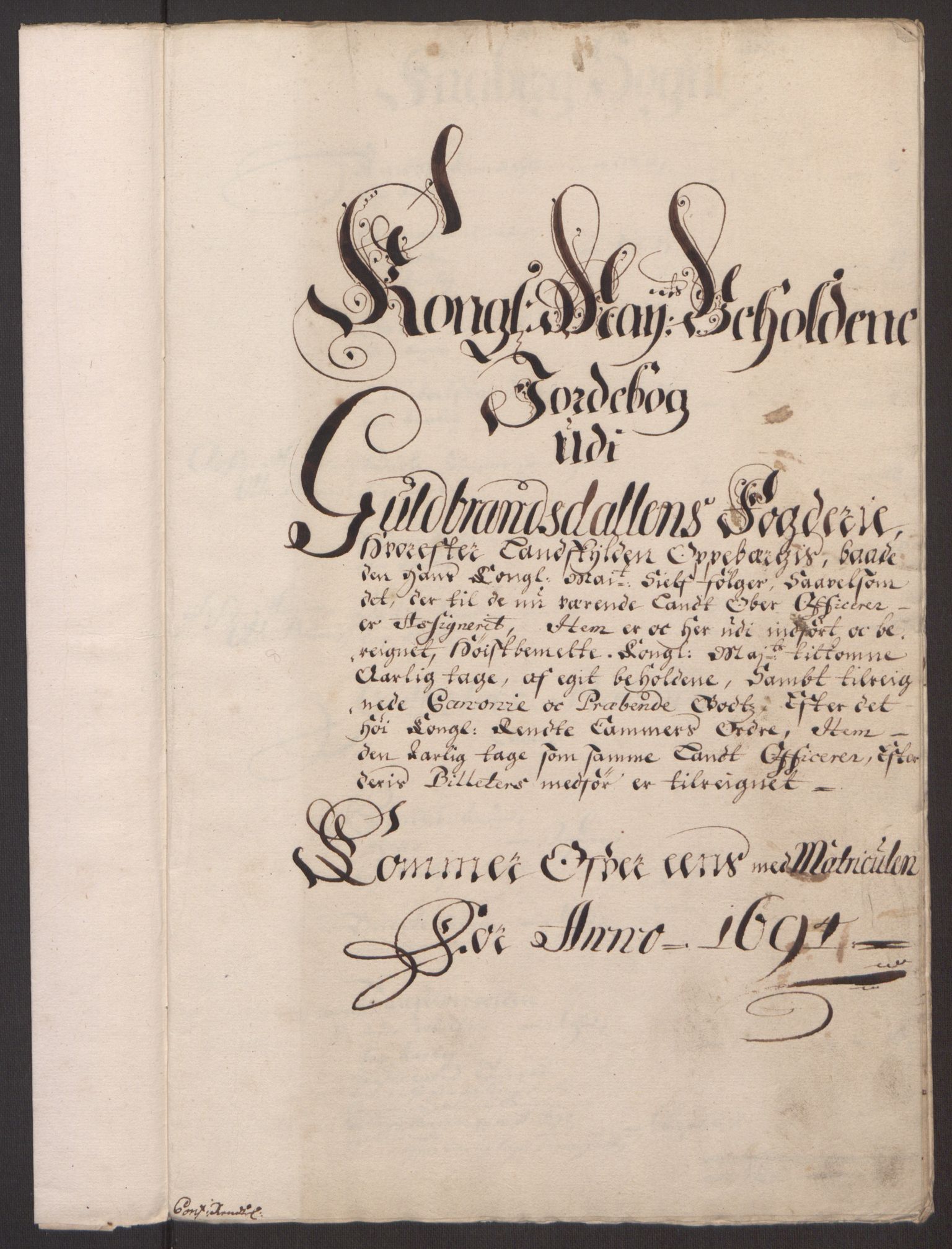 Rentekammeret inntil 1814, Reviderte regnskaper, Fogderegnskap, RA/EA-4092/R17/L1168: Fogderegnskap Gudbrandsdal, 1694, p. 220