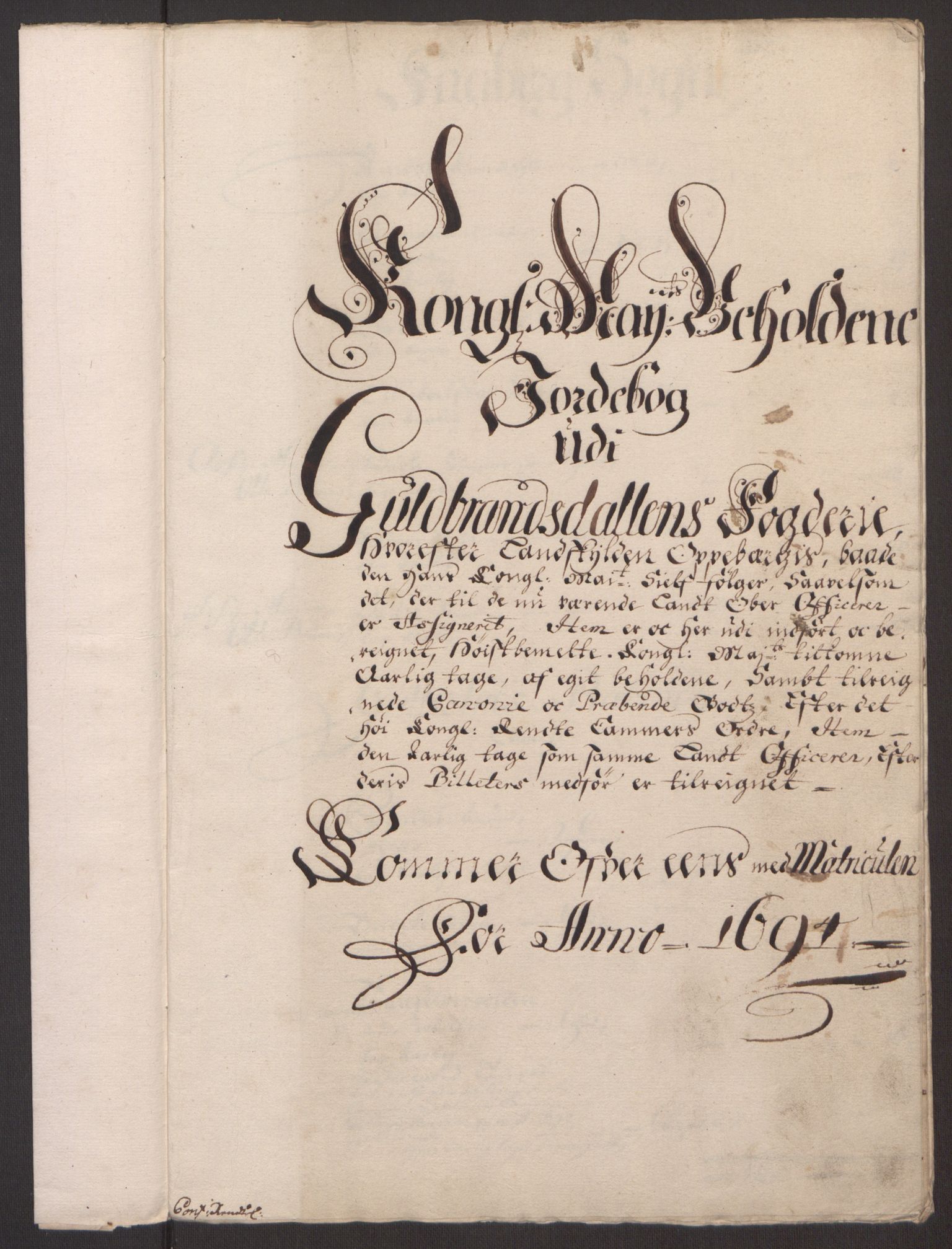 Rentekammeret inntil 1814, Reviderte regnskaper, Fogderegnskap, AV/RA-EA-4092/R17/L1168: Fogderegnskap Gudbrandsdal, 1694, p. 220