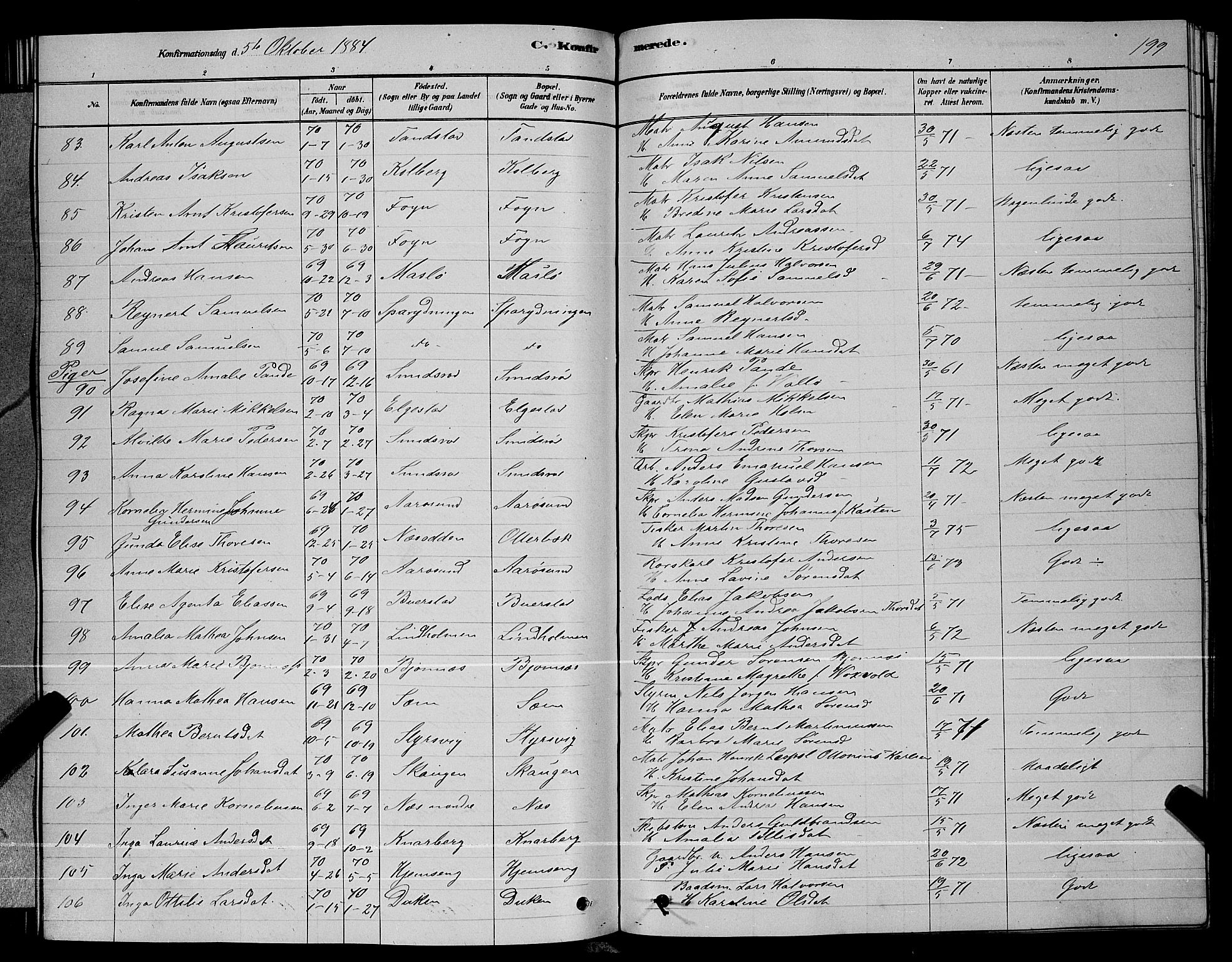 Nøtterøy kirkebøker, AV/SAKO-A-354/G/Ga/L0003: Parish register (copy) no. I 3, 1878-1893, p. 199