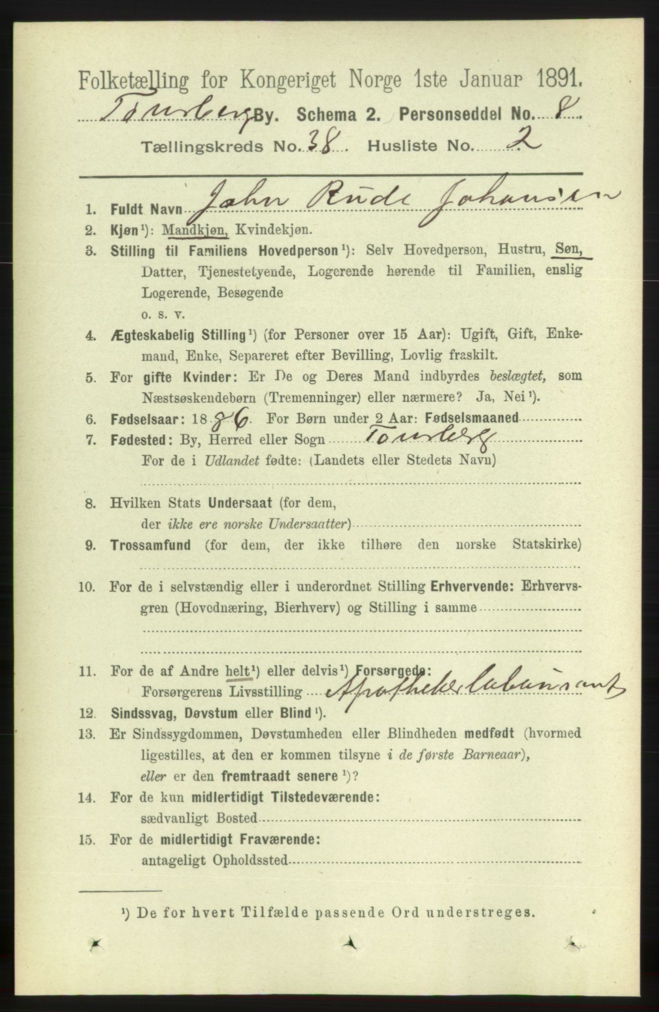 RA, 1891 census for 0705 Tønsberg, 1891, p. 8096