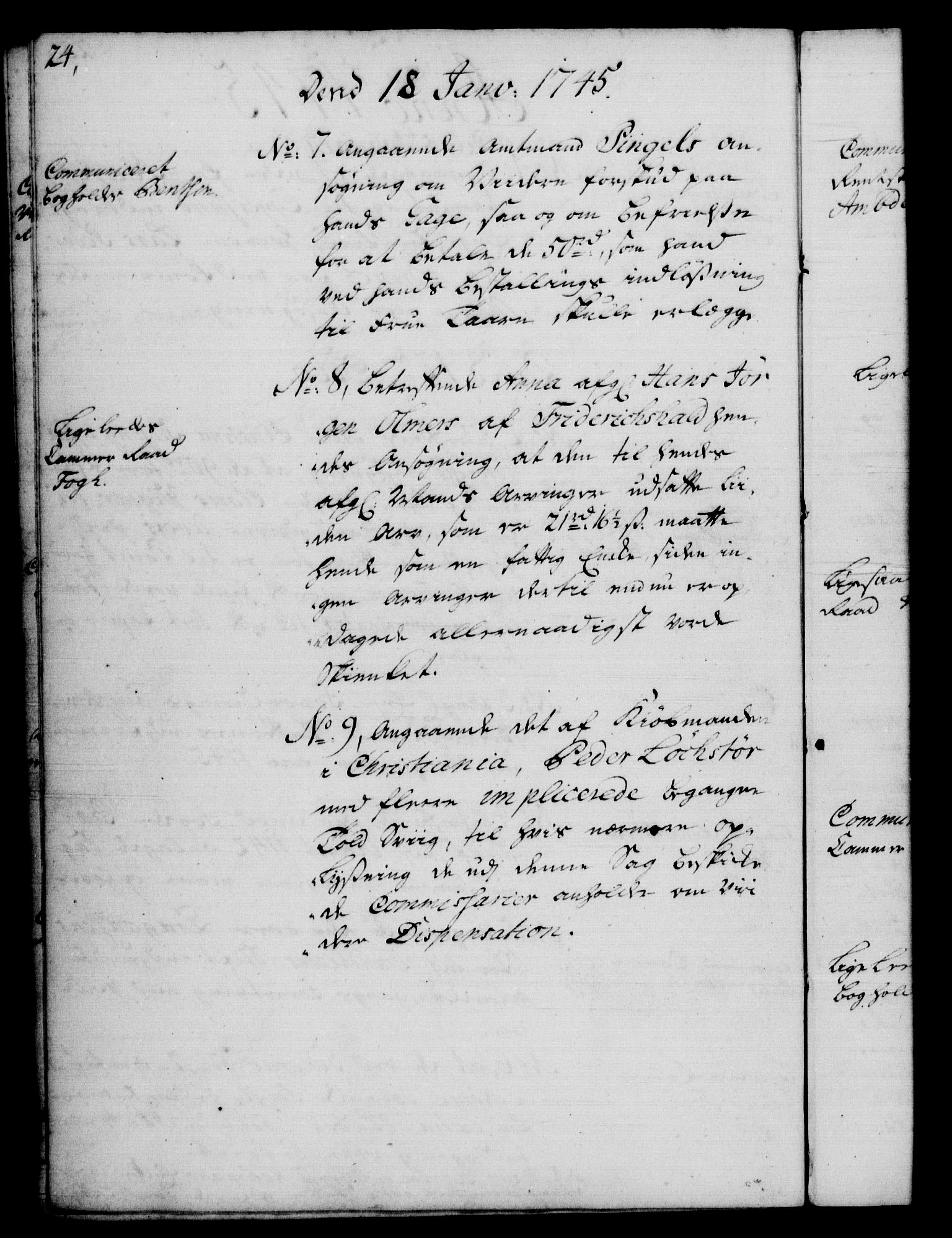 Rentekammeret, Kammerkanselliet, RA/EA-3111/G/Gf/Gfb/L0005: Register til norske relasjons- og resolusjonsprotokoller (merket RK 52.100), 1744-1754, p. 24