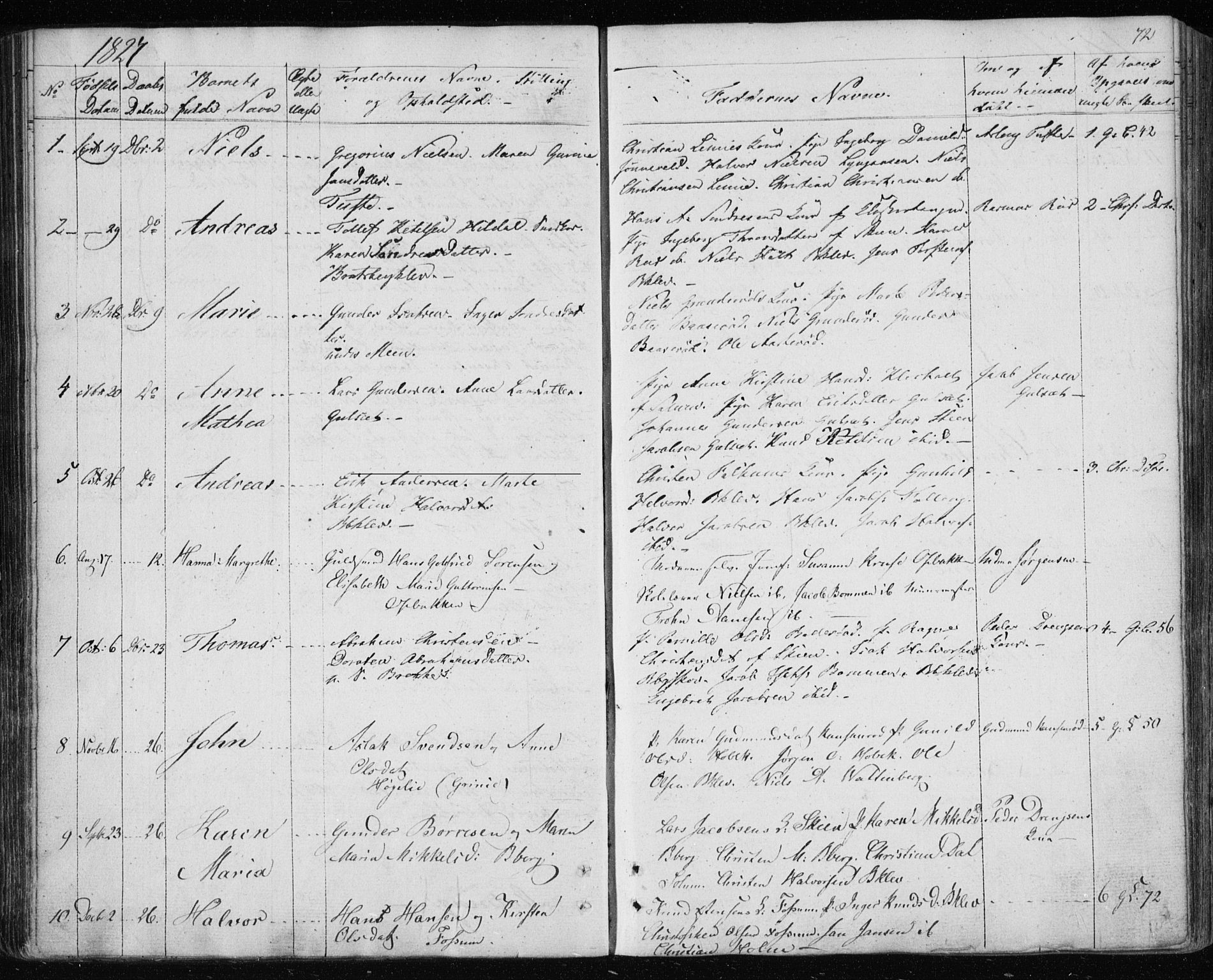 Gjerpen kirkebøker, SAKO/A-265/F/Fa/L0005: Parish register (official) no. I 5, 1823-1829, p. 72