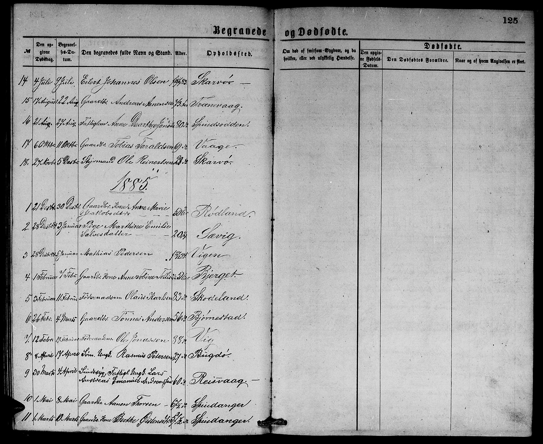 Herad sokneprestkontor, AV/SAK-1111-0018/F/Fb/Fbb/L0003: Parish register (copy) no. B 3, 1872-1889, p. 125