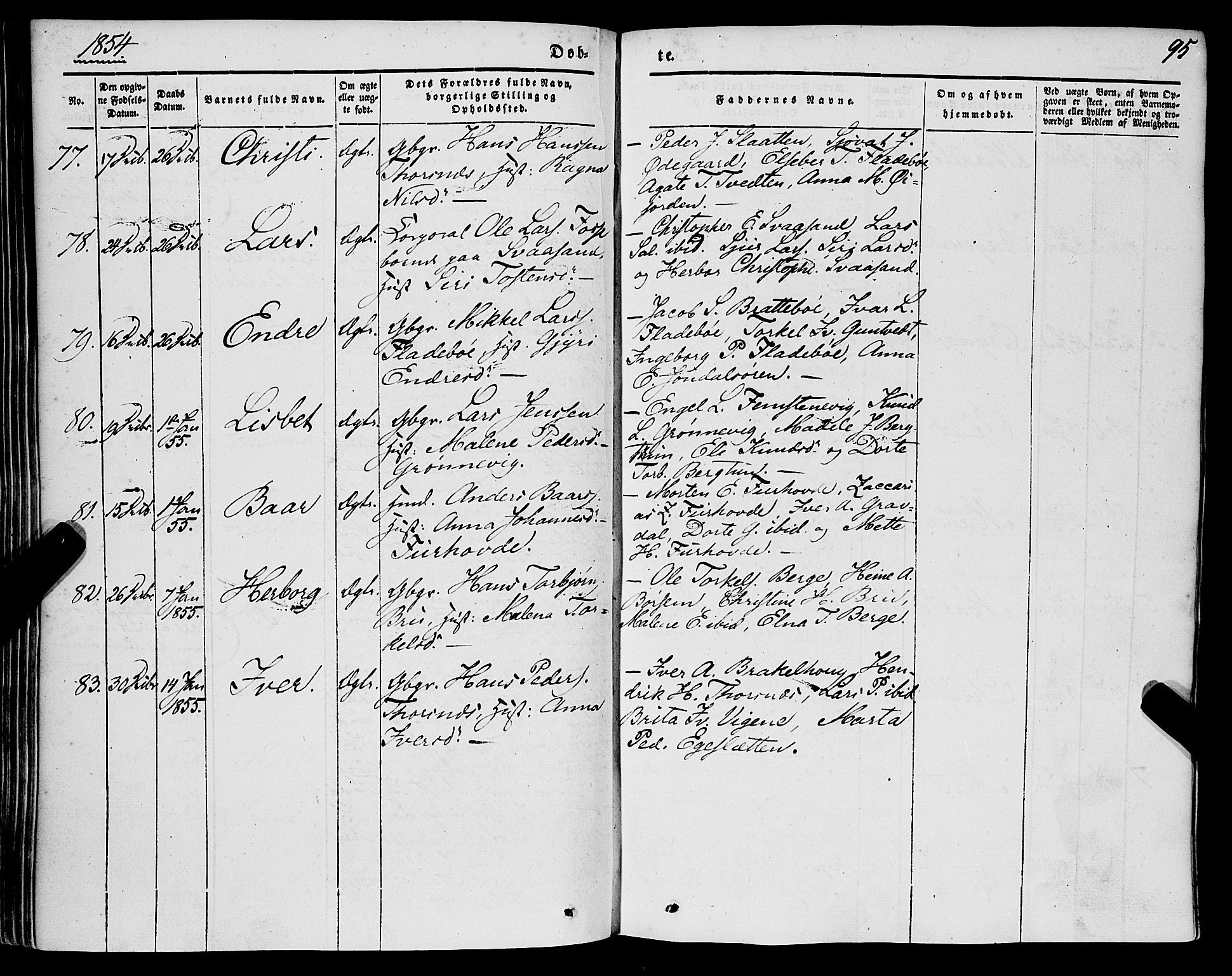 Strandebarm sokneprestembete, SAB/A-78401/H/Haa: Parish register (official) no. A 7, 1844-1872, p. 95