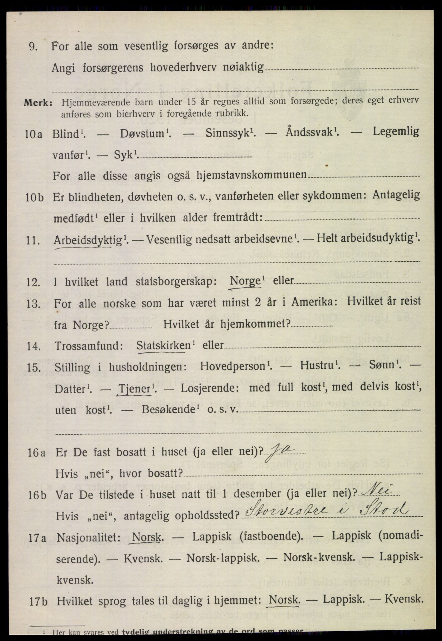 SAT, 1920 census for Snåsa, 1920, p. 5949