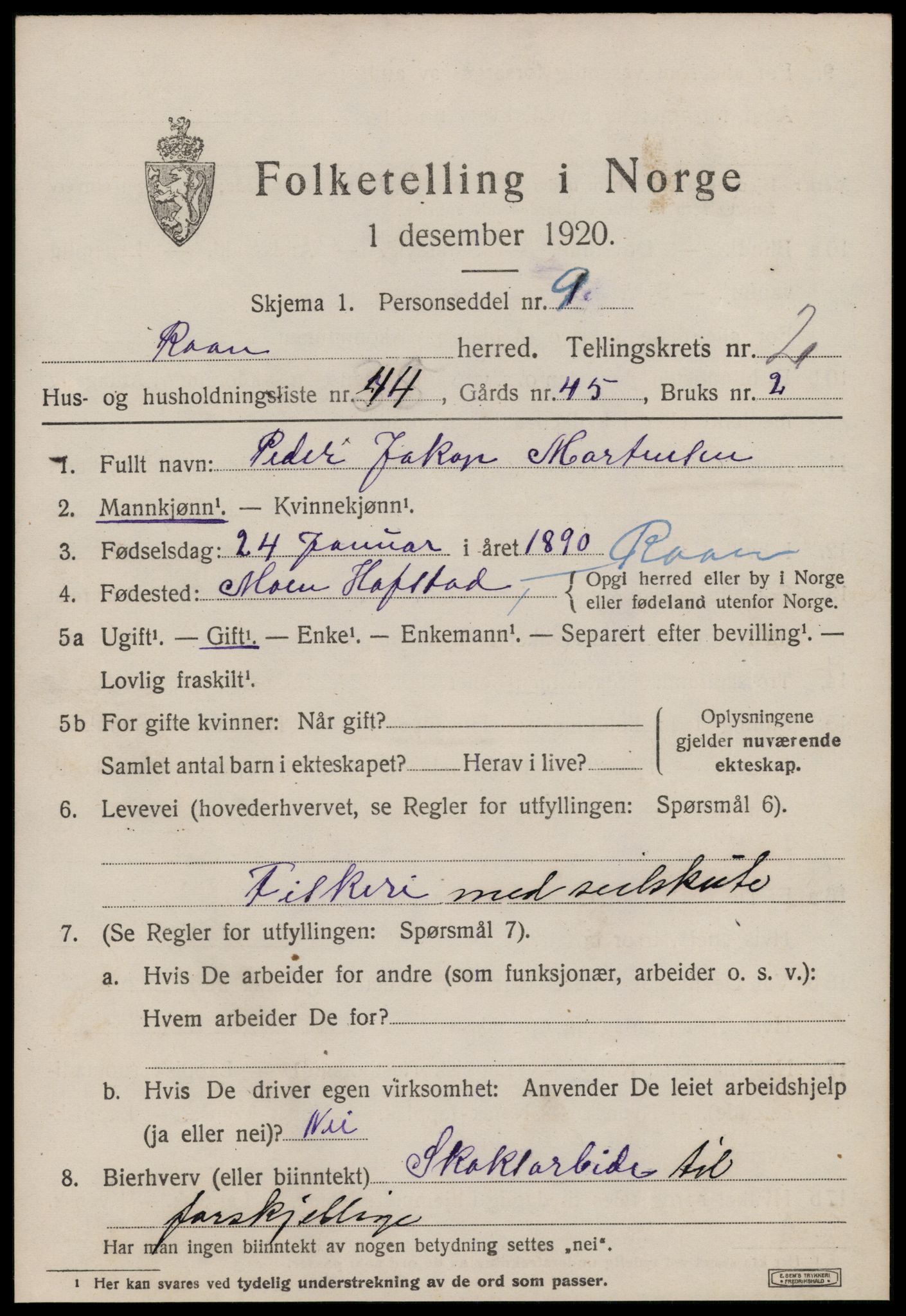 SAT, 1920 census for Roan, 1920, p. 2245