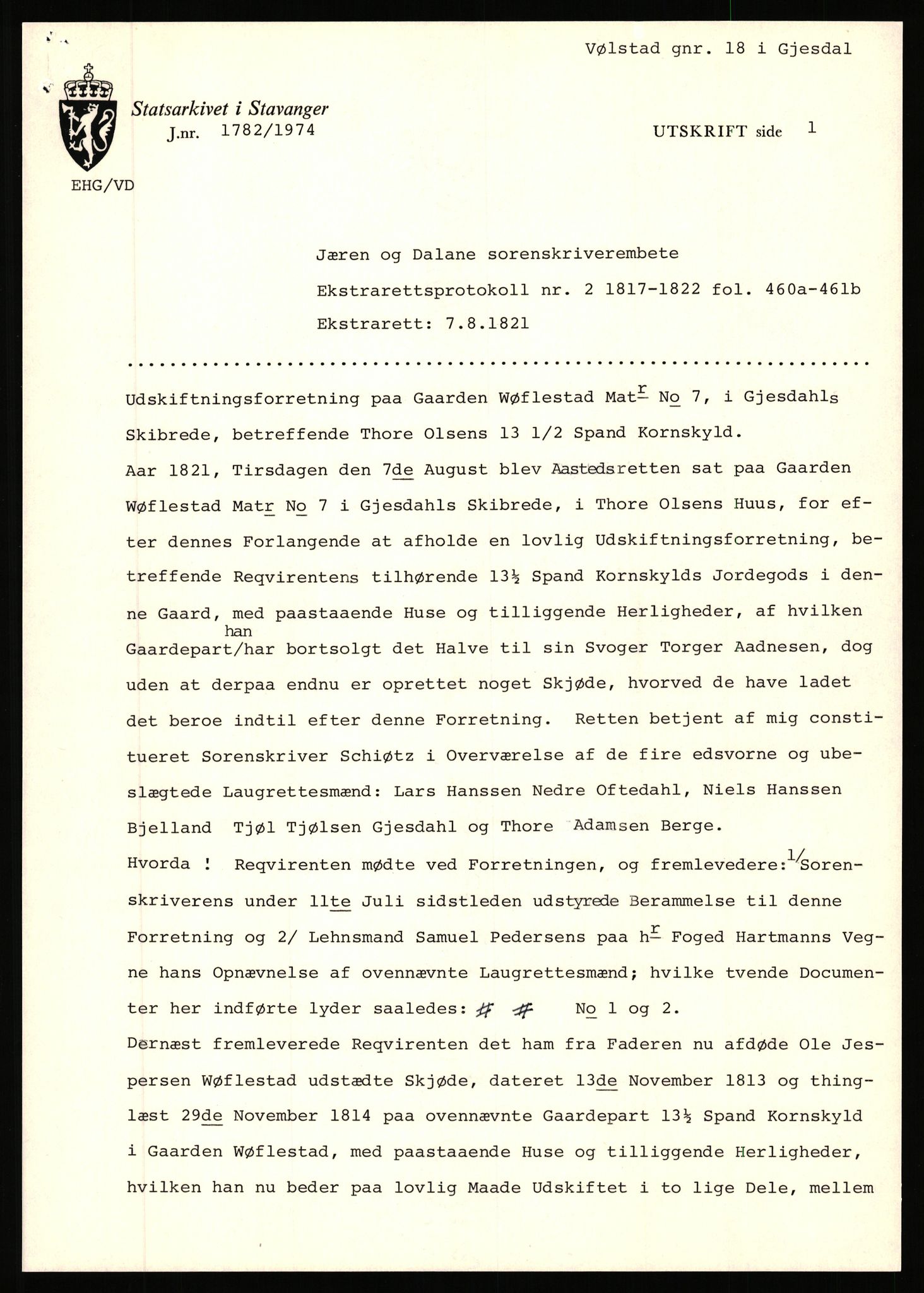 Statsarkivet i Stavanger, SAST/A-101971/03/Y/Yj/L0096: Avskrifter sortert etter gårdsnavn: Vistad - Vågen søndre, 1750-1930, p. 336