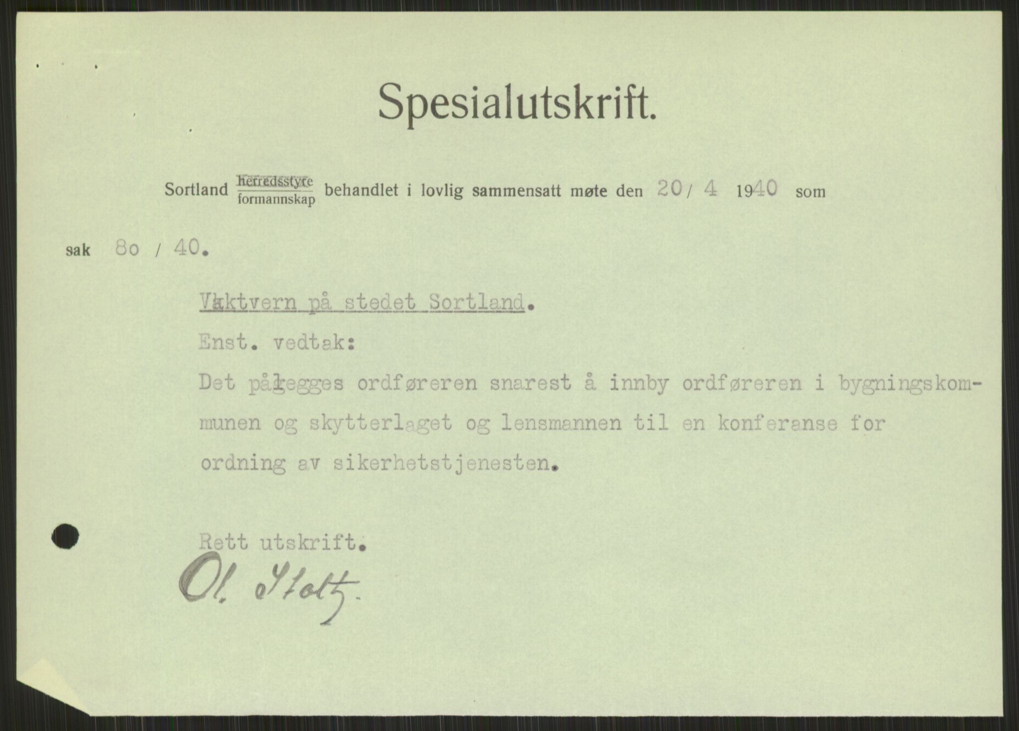 Forsvaret, Forsvarets krigshistoriske avdeling, AV/RA-RAFA-2017/Y/Ya/L0017: II-C-11-31 - Fylkesmenn.  Rapporter om krigsbegivenhetene 1940., 1940, p. 282