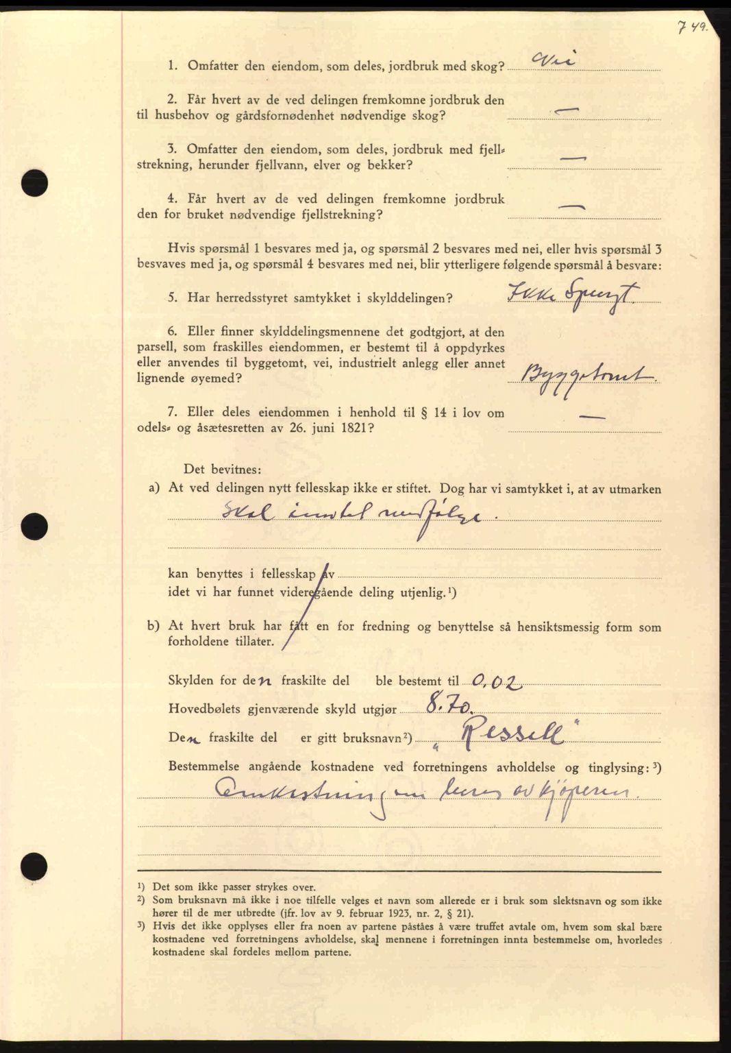 Nordmøre sorenskriveri, AV/SAT-A-4132/1/2/2Ca: Mortgage book no. A97, 1944-1944, Diary no: : 1040/1944