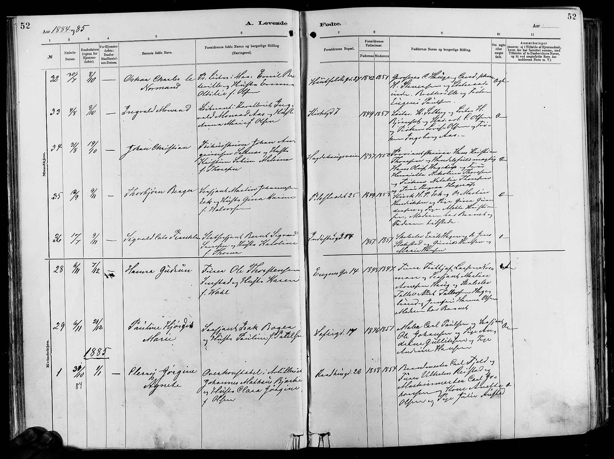 Garnisonsmenigheten Kirkebøker, SAO/A-10846/F/Fa/L0012: Parish register (official) no. 12, 1880-1893, p. 52
