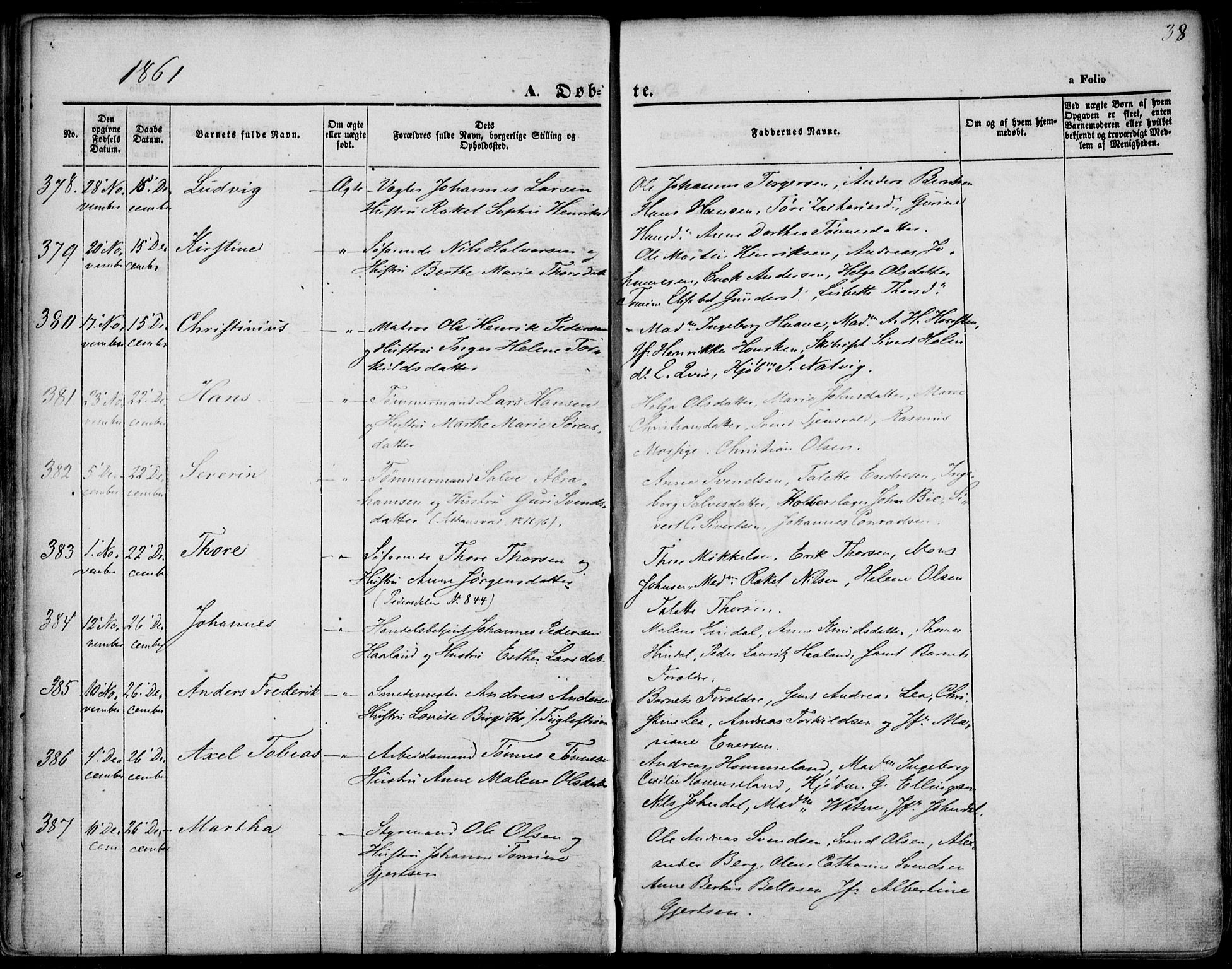 St. Petri sokneprestkontor, SAST/A-101813/001/30/30BA/L0001: Parish register (official) no. A 1, 1861-1868, p. 38