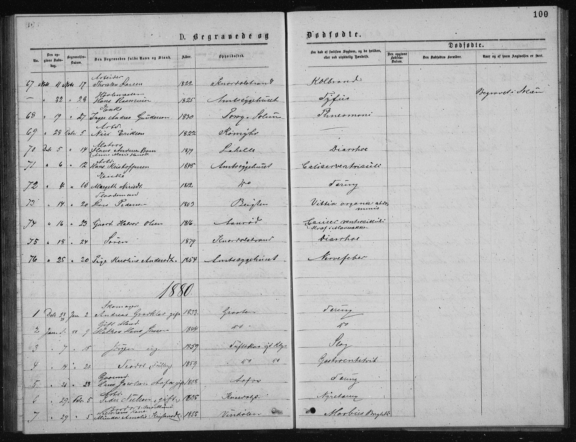 Solum kirkebøker, SAKO/A-306/G/Ga/L0005: Parish register (copy) no. I 5, 1877-1881, p. 100