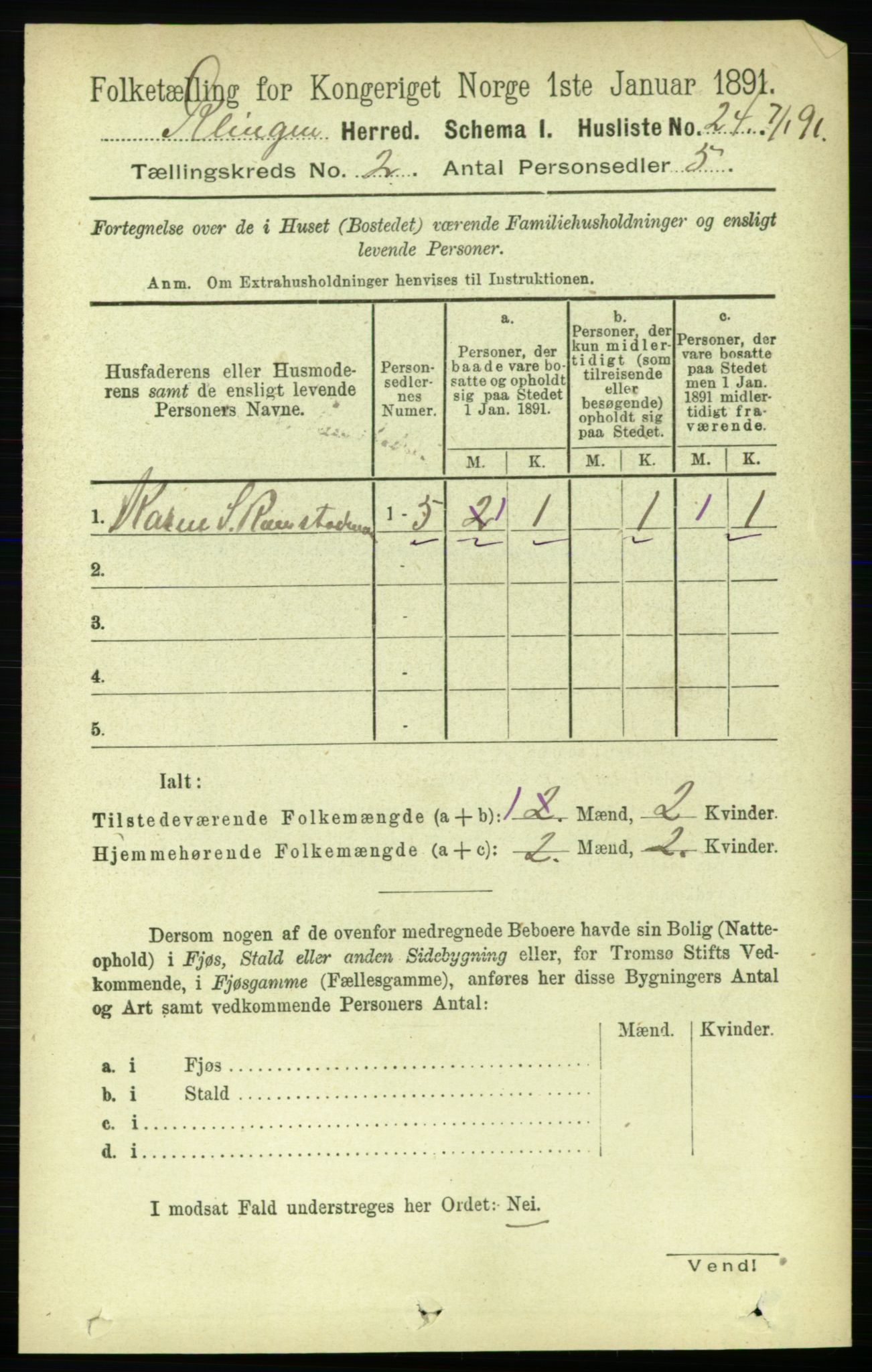 RA, 1891 census for 1746 Klinga, 1891, p. 493