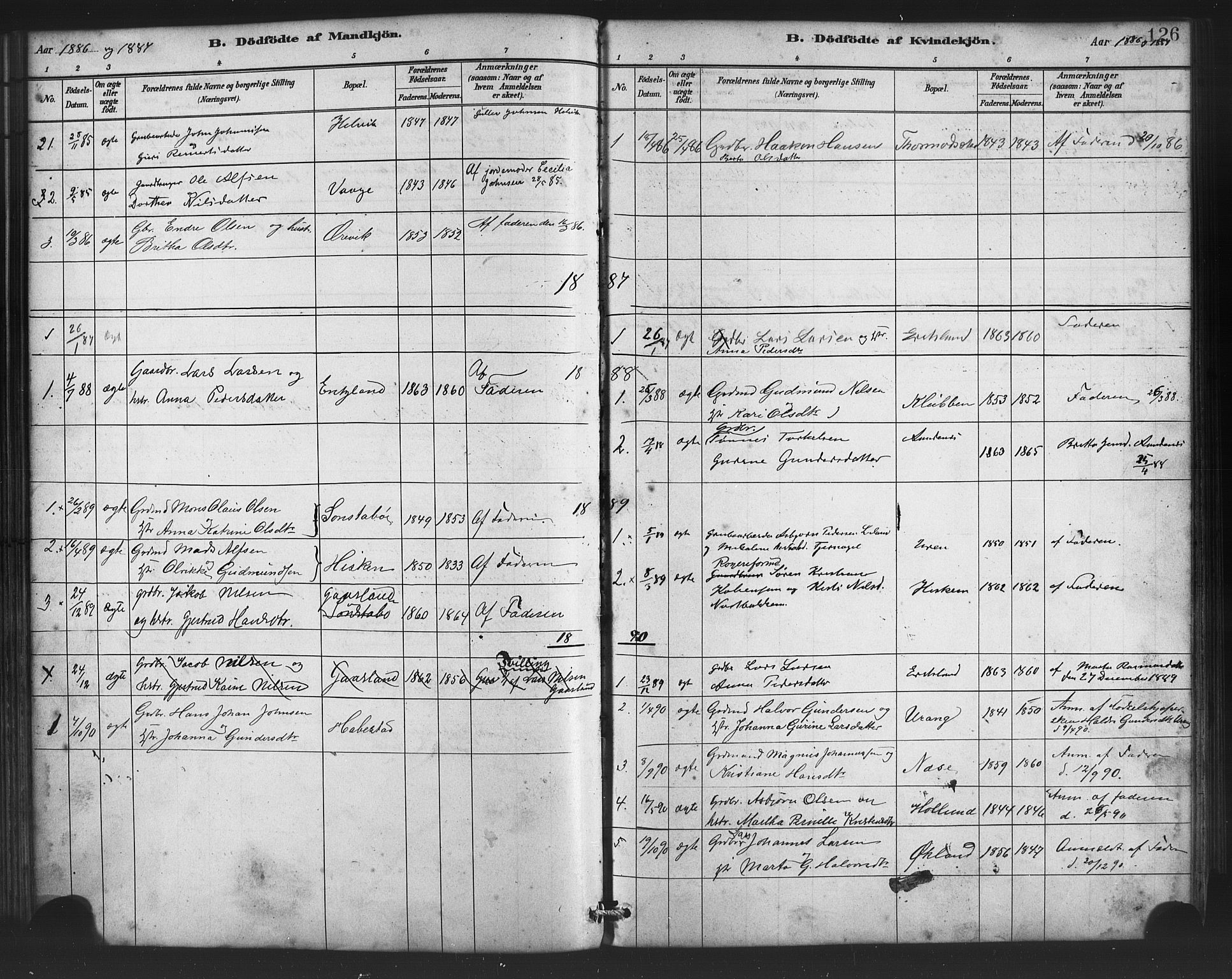 Finnås sokneprestembete, SAB/A-99925/H/Ha/Haa/Haac/L0001: Parish register (official) no. C 1, 1881-1894, p. 126