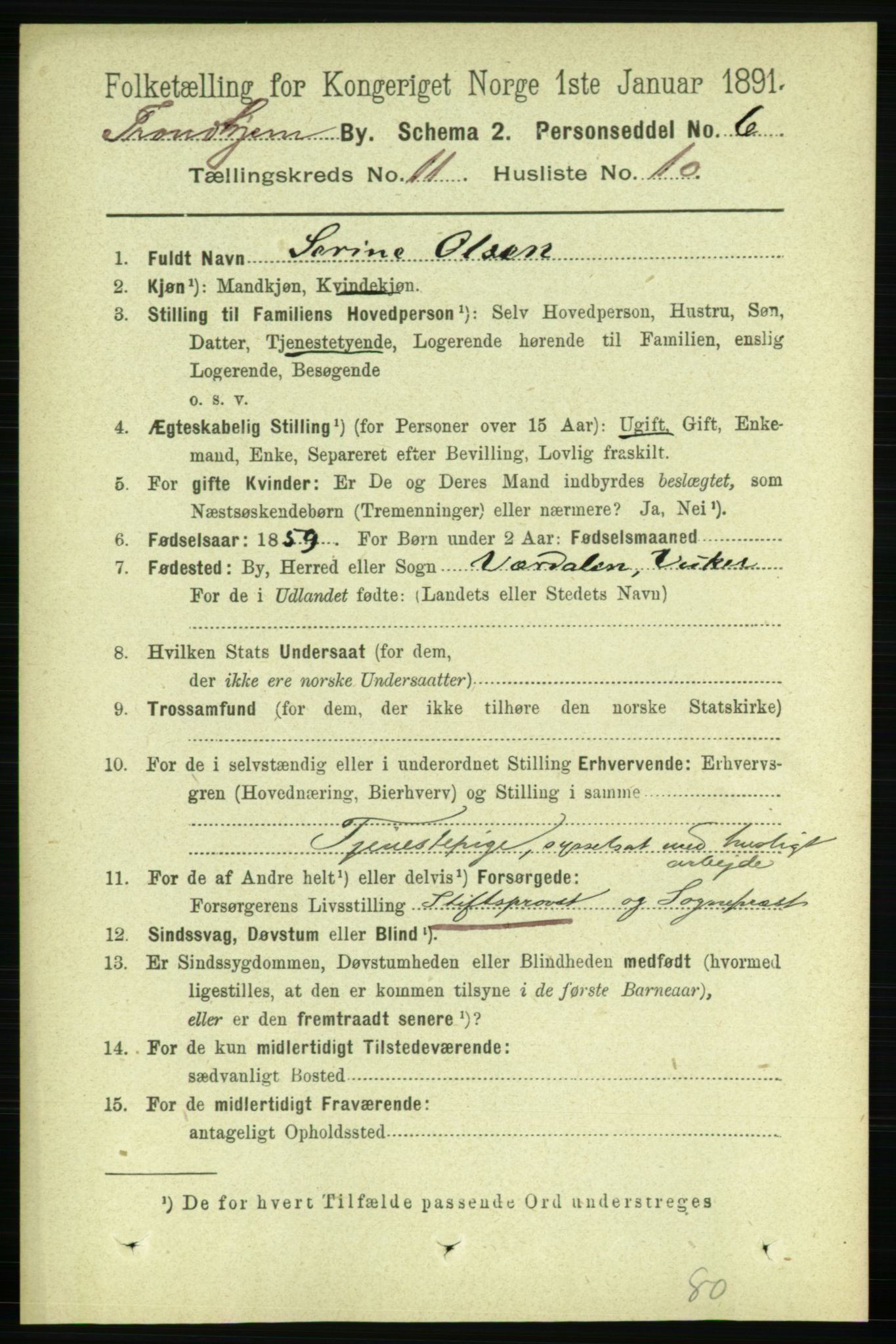 RA, 1891 census for 1601 Trondheim, 1891, p. 9310