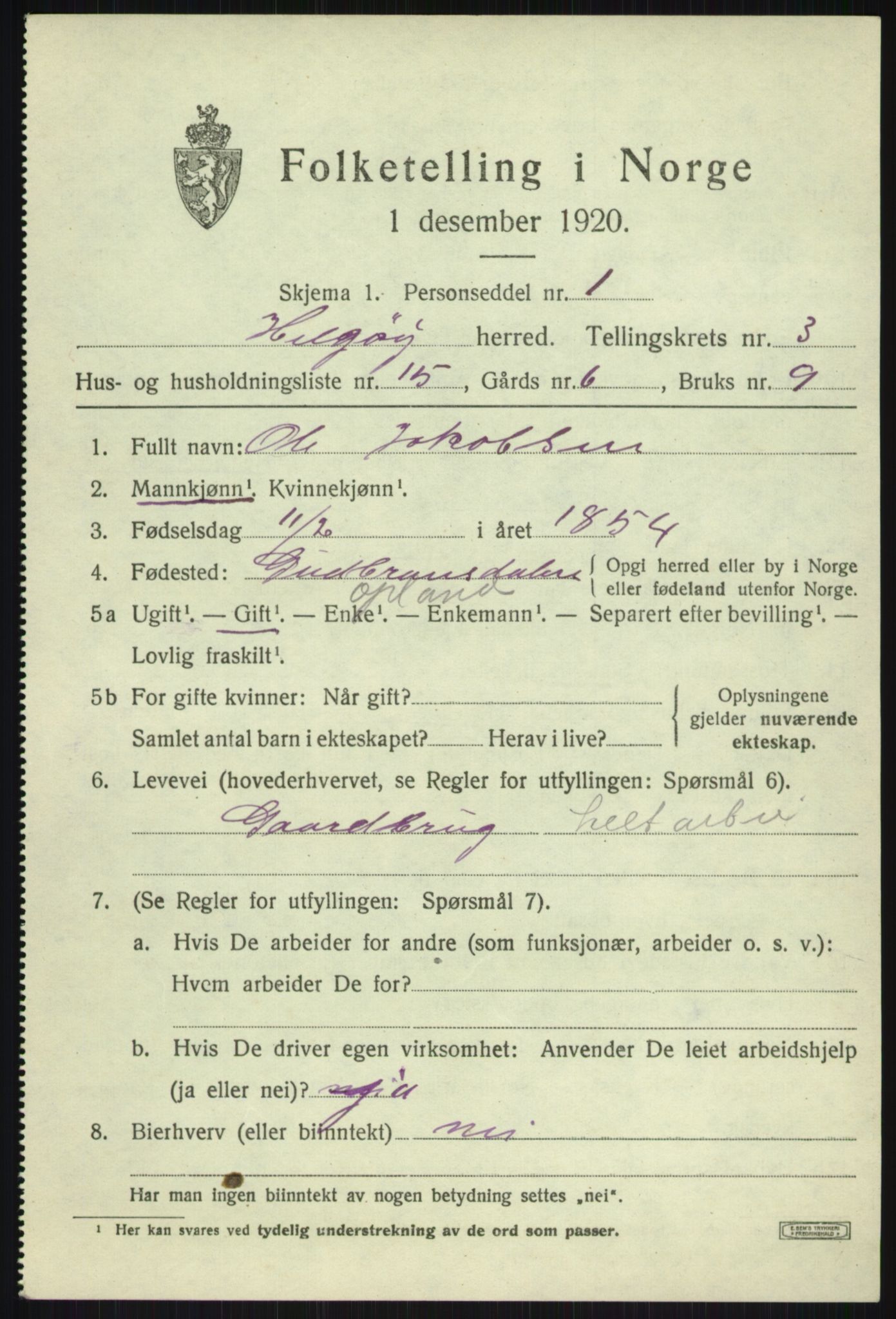 SATØ, 1920 census for Helgøy, 1920, p. 1575