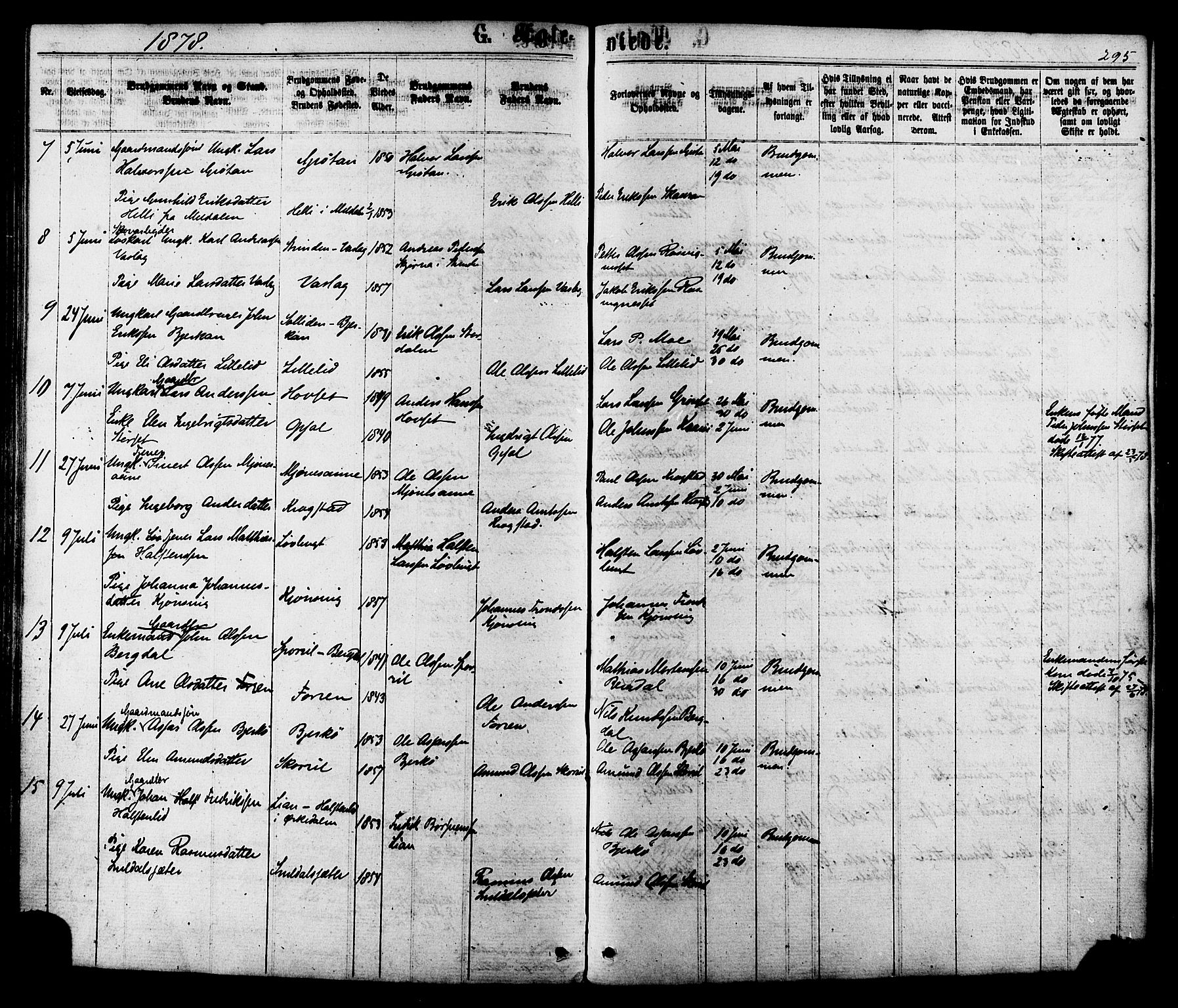 Ministerialprotokoller, klokkerbøker og fødselsregistre - Sør-Trøndelag, SAT/A-1456/630/L0495: Parish register (official) no. 630A08, 1868-1878, p. 295