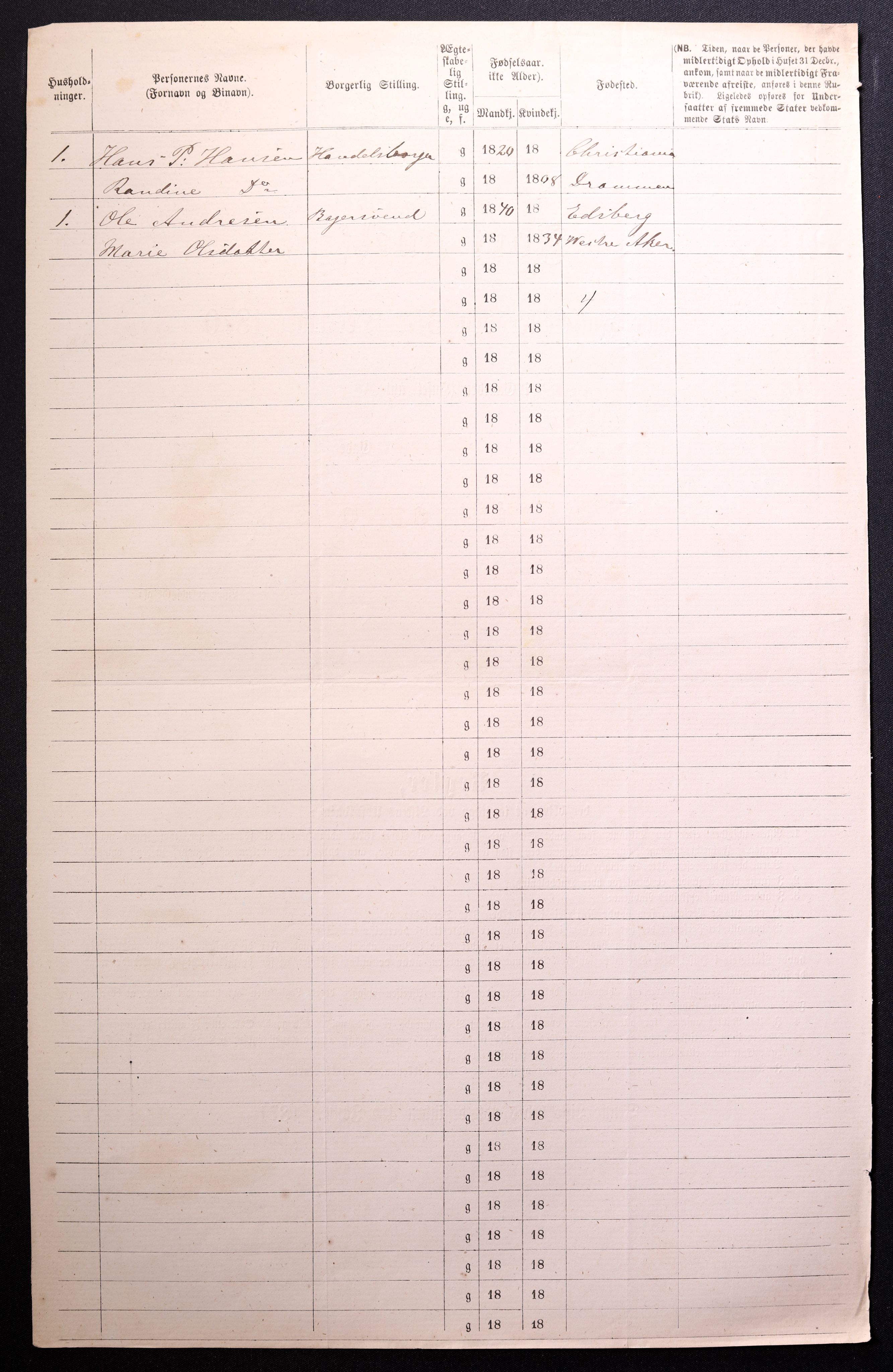 RA, 1870 census for 0301 Kristiania, 1870, p. 4120