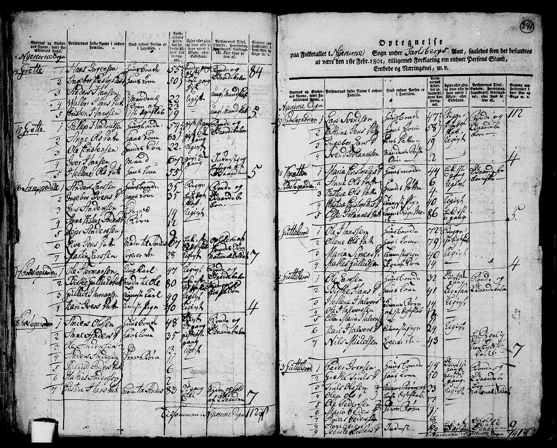 RA, 1801 census for 0717P Borre, 1801, p. 240b-241a