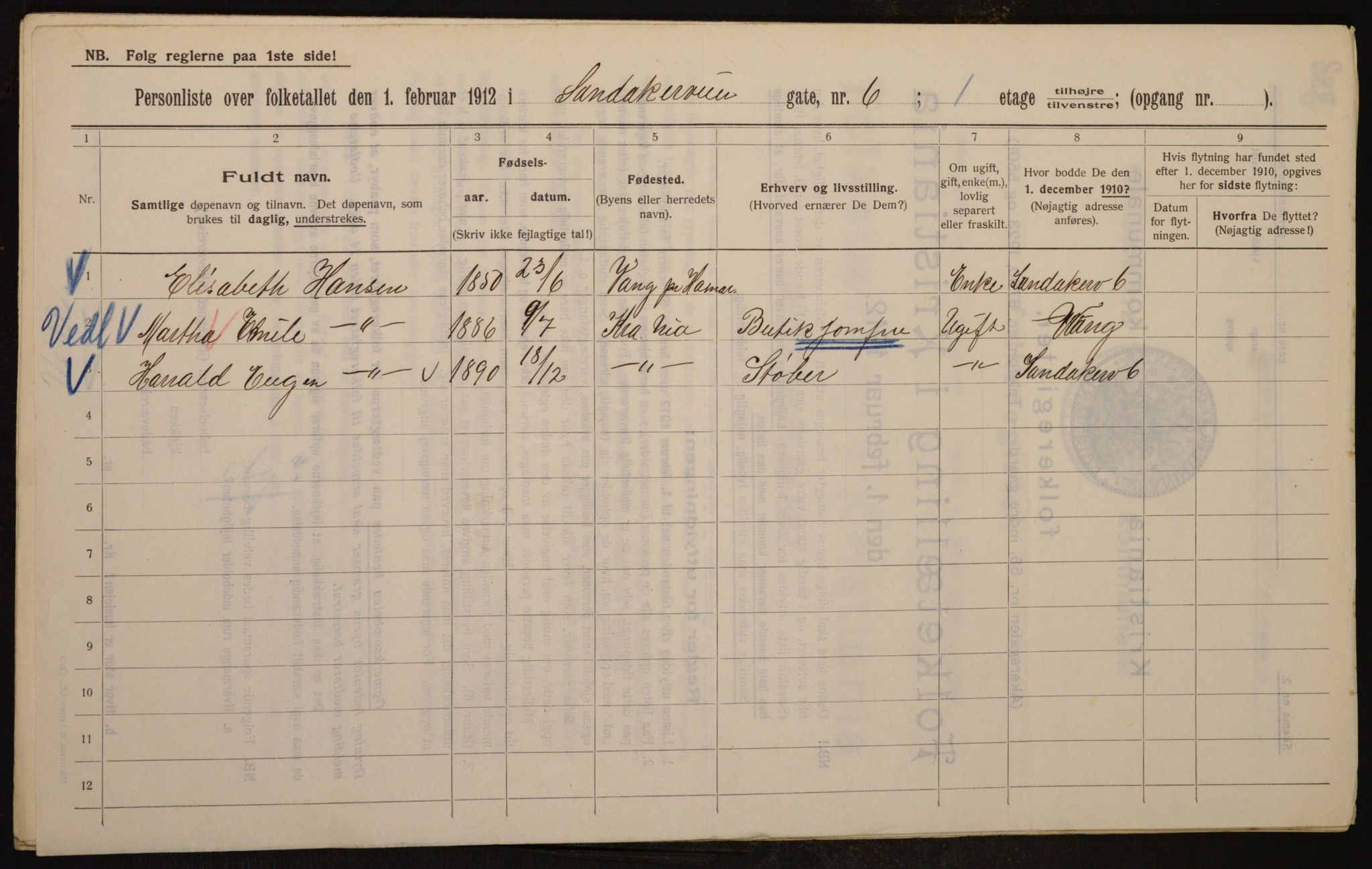 OBA, Municipal Census 1912 for Kristiania, 1912, p. 86914