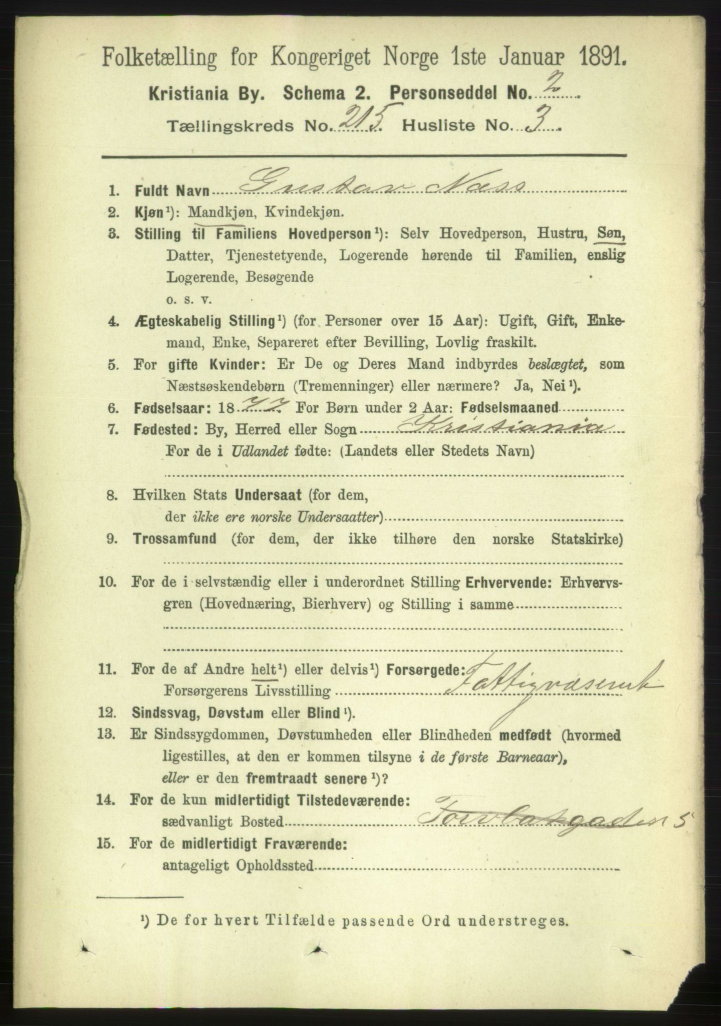 RA, 1891 census for 0301 Kristiania, 1891, p. 127806