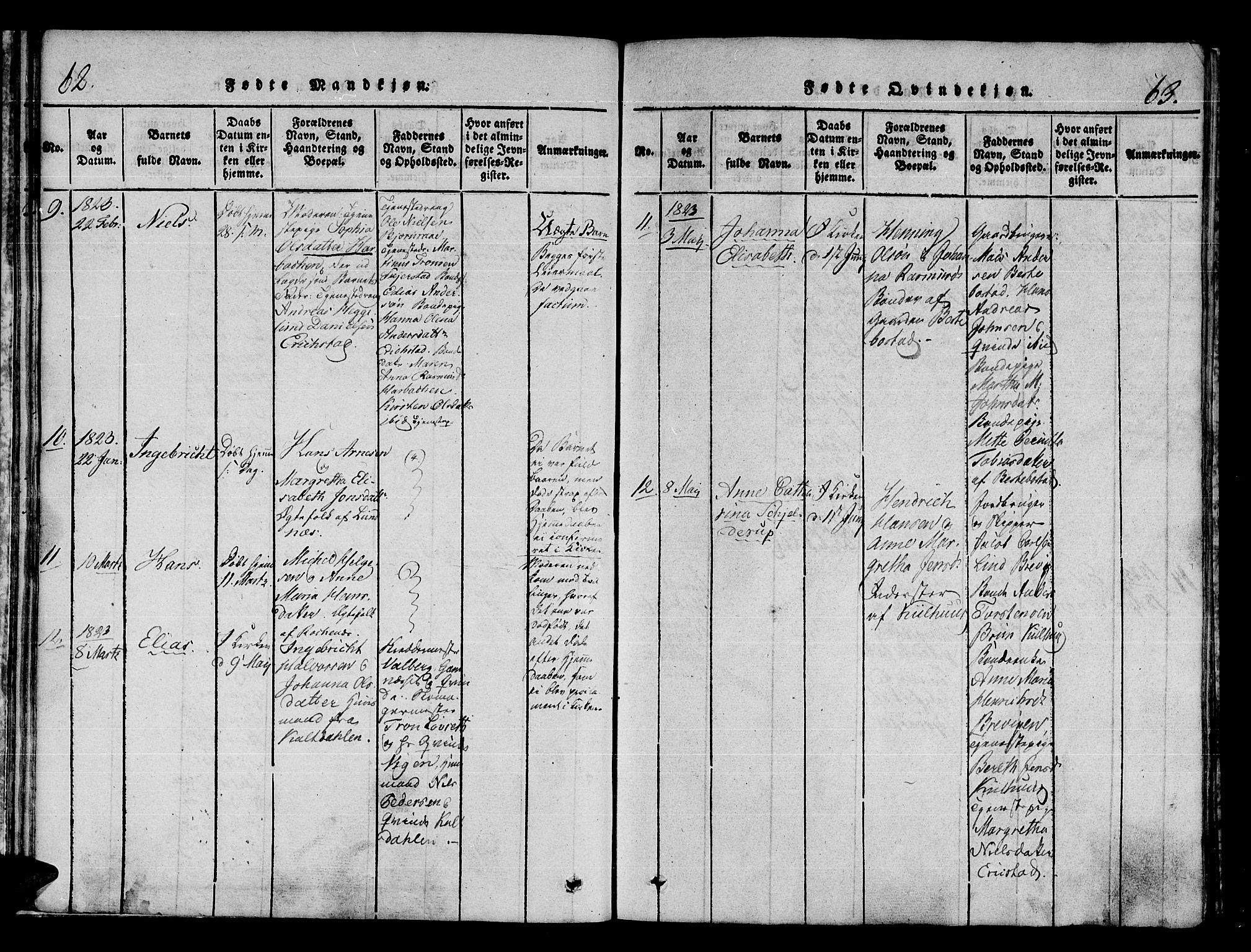 Trondenes sokneprestkontor, AV/SATØ-S-1319/H/Ha/L0006kirke: Parish register (official) no. 6, 1821-1827, p. 62-63