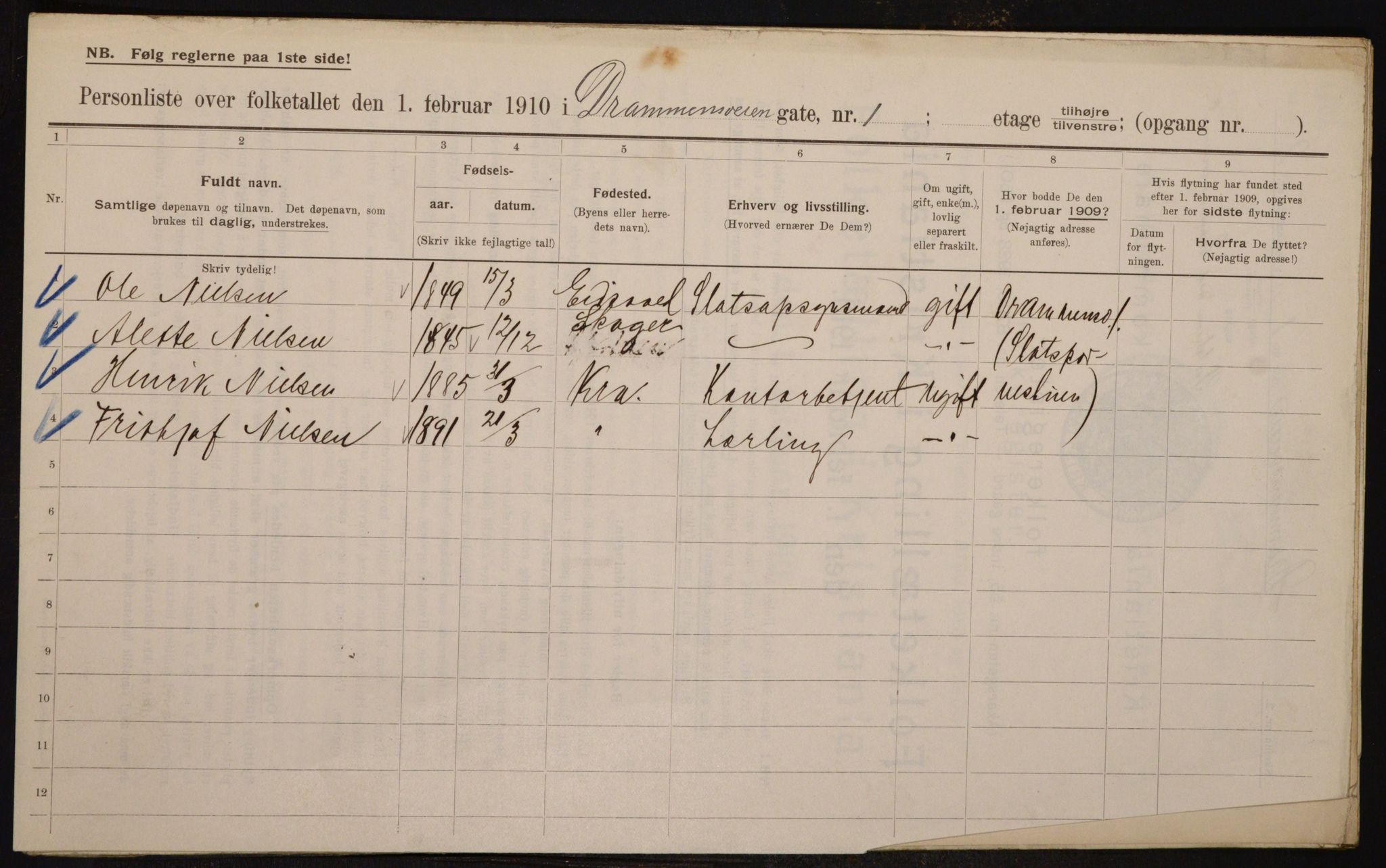 OBA, Municipal Census 1910 for Kristiania, 1910, p. 15557